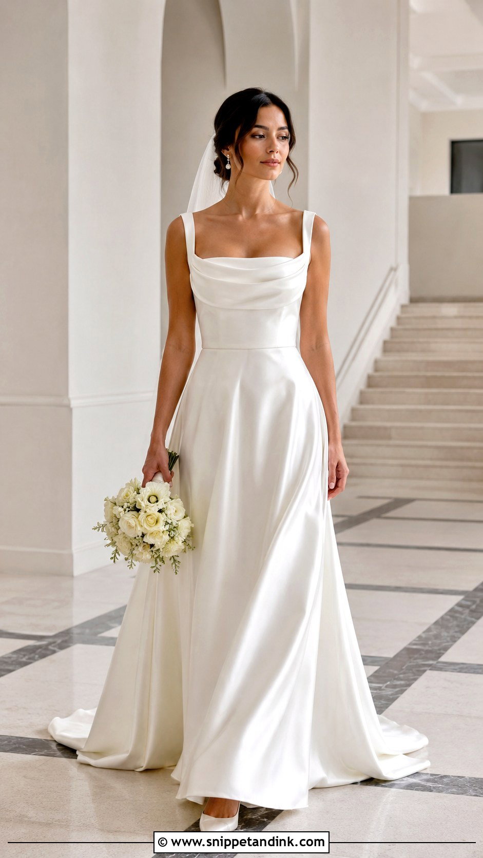 Square Neck Draped Wedding Dress - Snippet and Ink - 20 Draping Wedding Dress Ideas