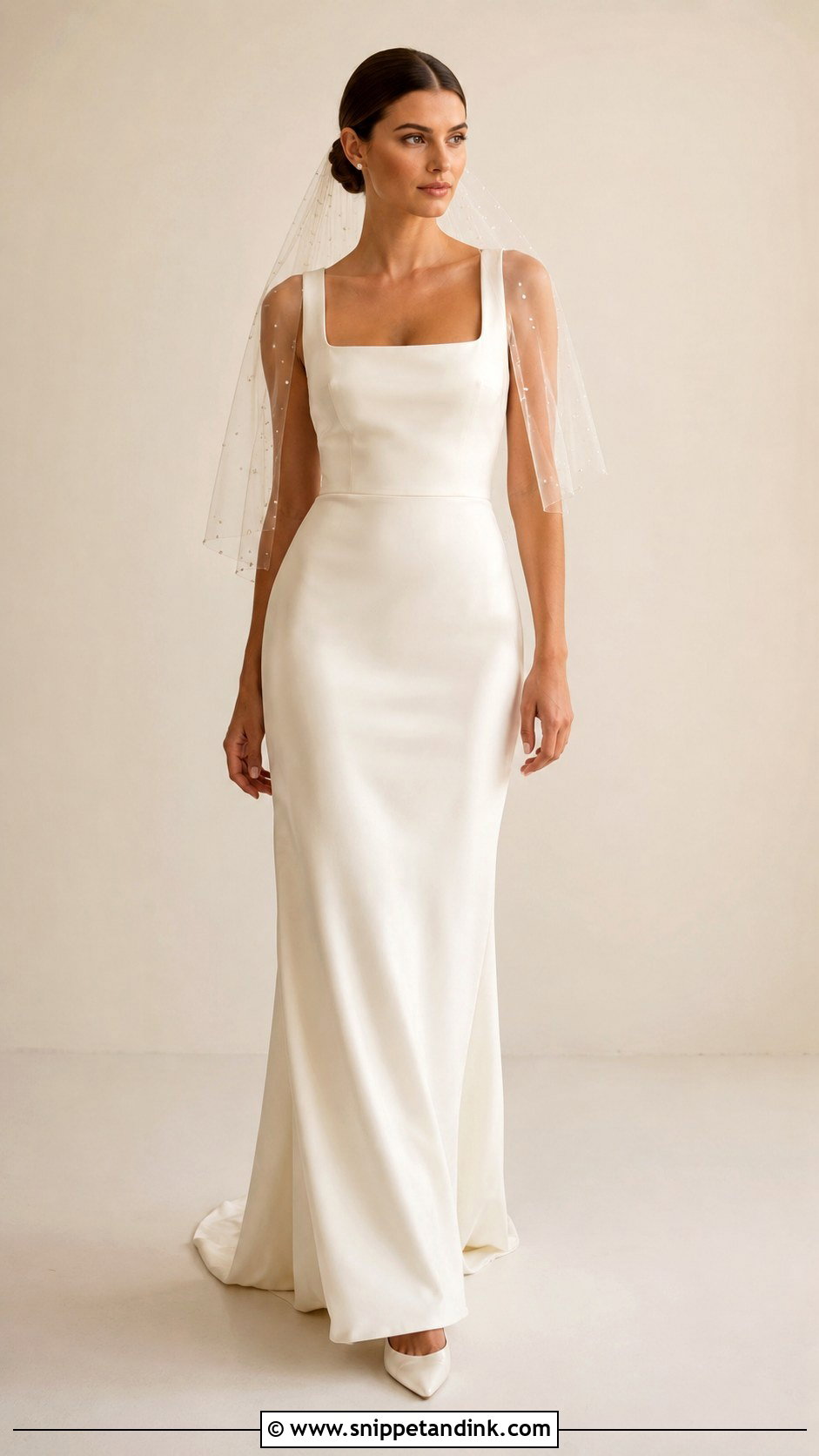 Square Neck Dress With Cap Veil - Snippet and Ink - 25 Cap Veil Ideas