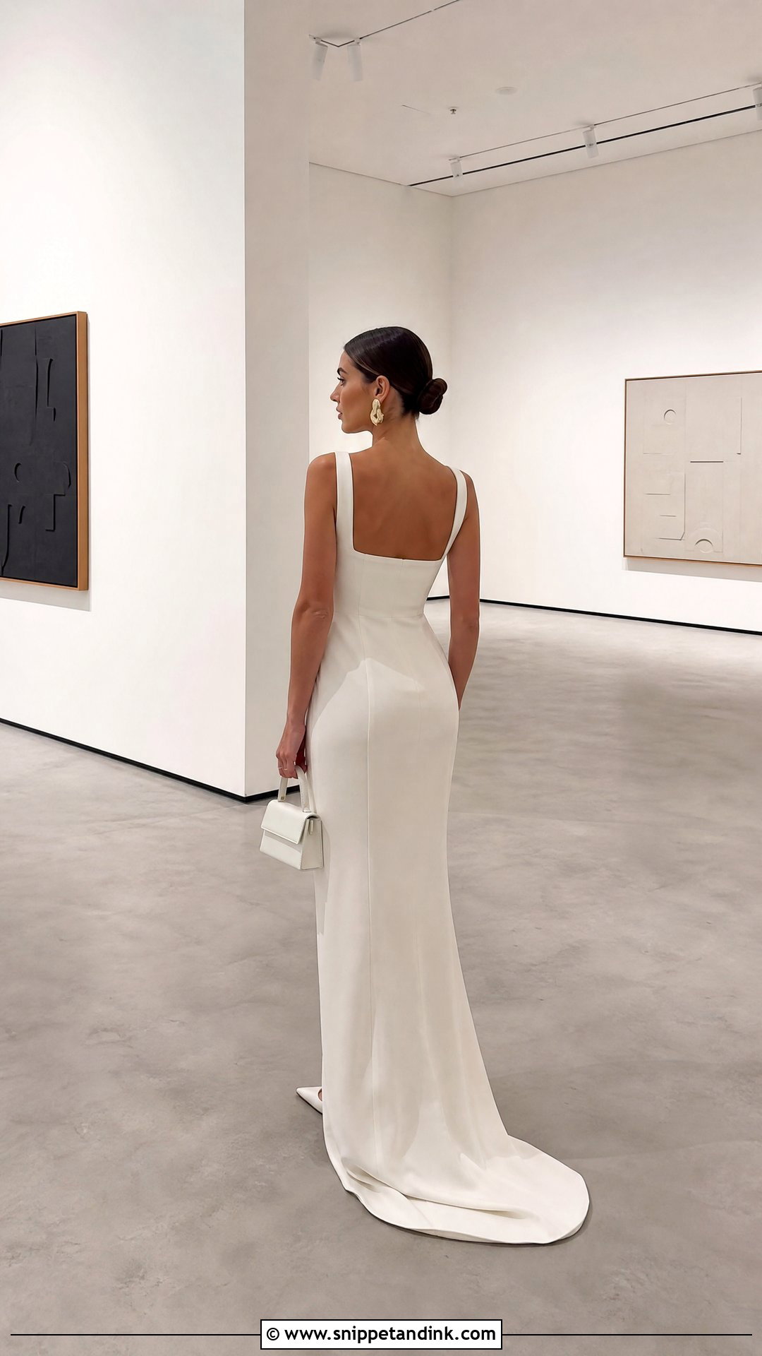 Square Neck Dress With Minimal Train - Snippet and Ink - 25 Dress Train Ideas
