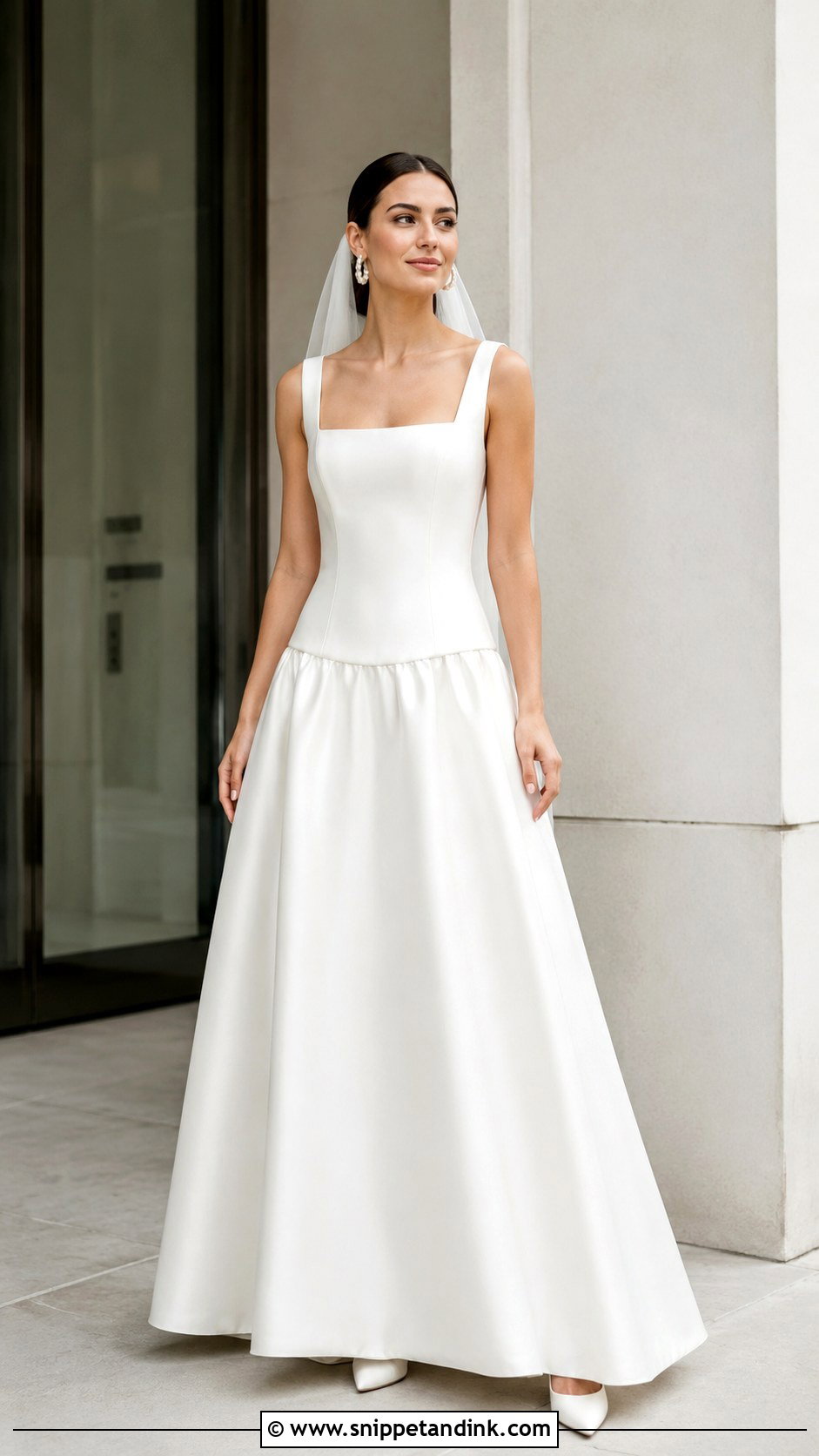 Square Neck Drop Waist A Line Wedding Dress - Snippet and Ink - 25 Drop Waist a Line Wedding Dress Ideas