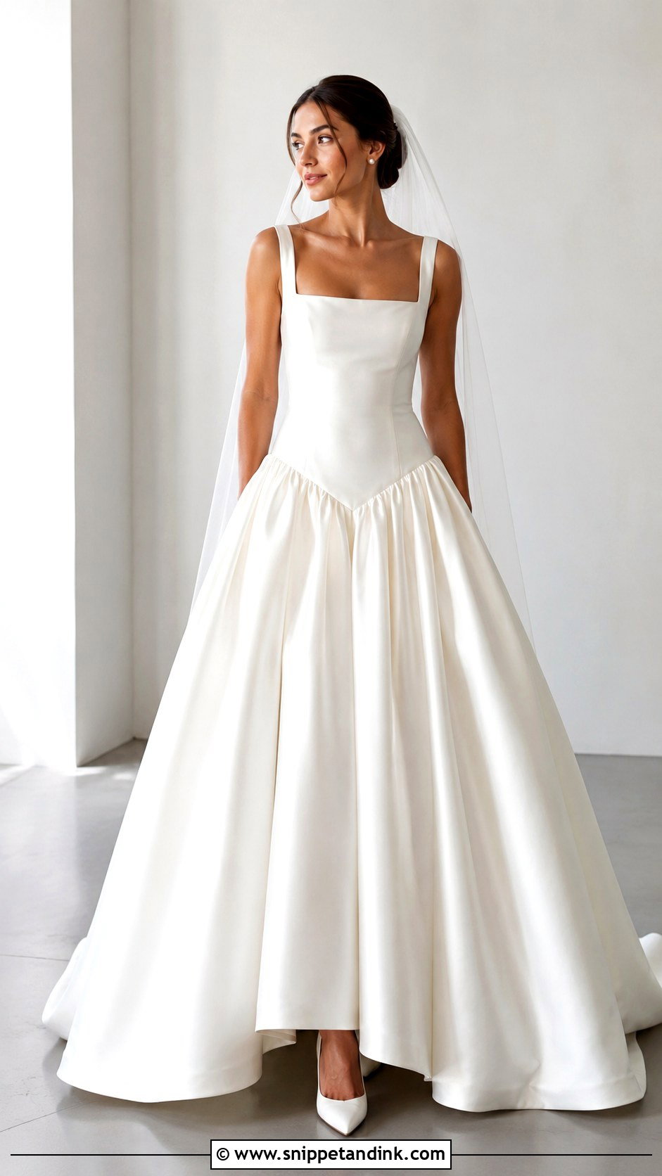 Square Neck Drop Waist Ball Gown Wedding Dress - Snippet and Ink - 25 Drop Waist Wedding Dress Ball Gown Ideas