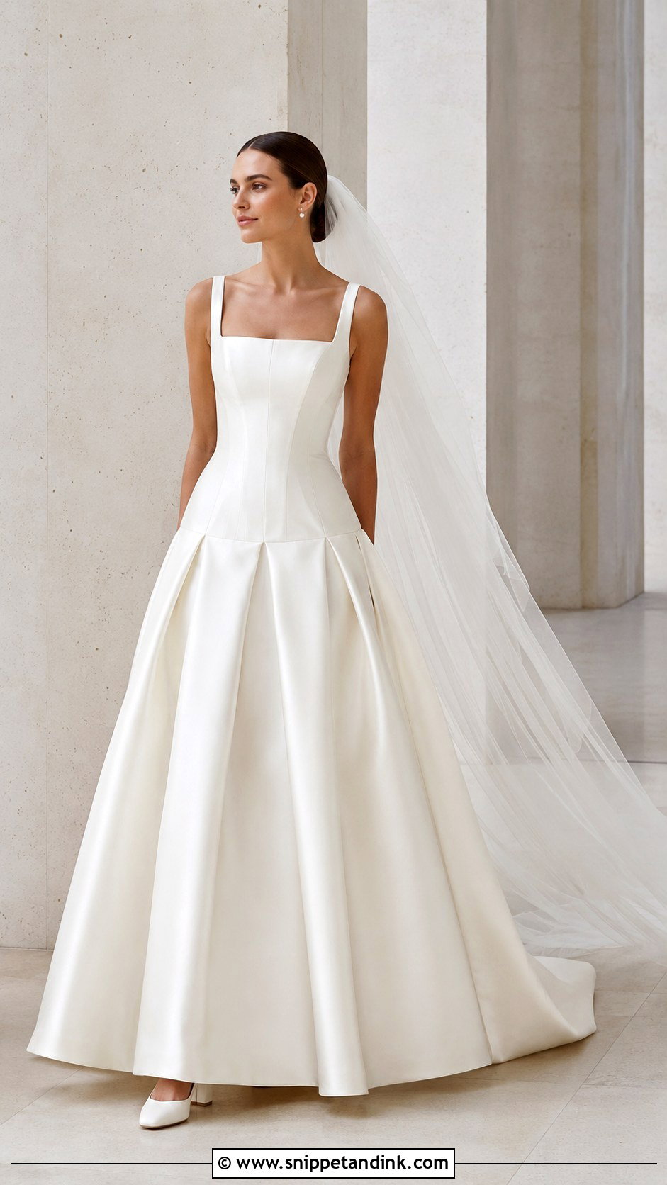 Square Neck Drop Waist Princess Wedding Dress - Snippet and Ink - 20 Drop Waist Princess Wedding Dress Ideas