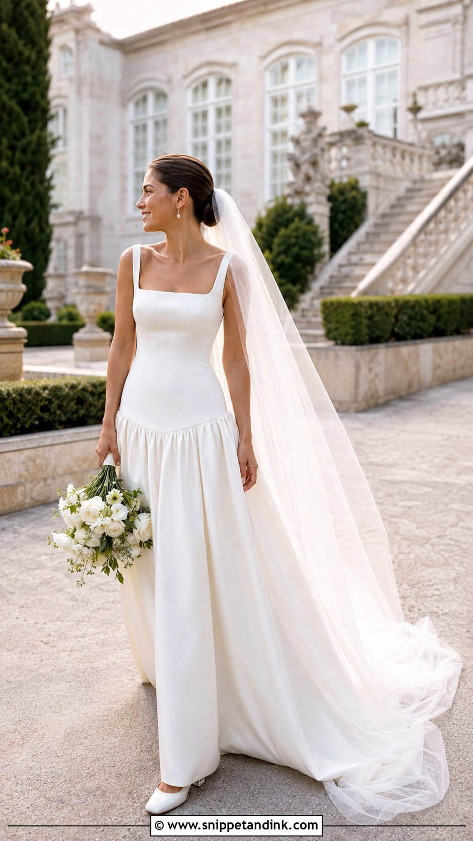 Square Neck Drop Waist Wedding Dress - Snippet and Ink - 20 Dropwaist Wedding Dresses