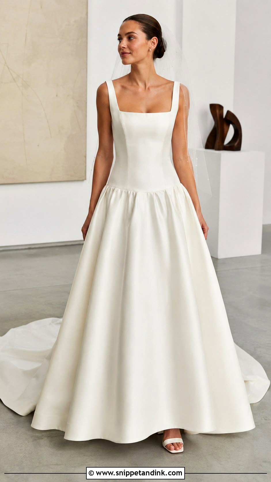 Square Neck Drop Waist Wedding Dress - Snippet and Ink - 20 Drop Waste Wedding Dress Ideas