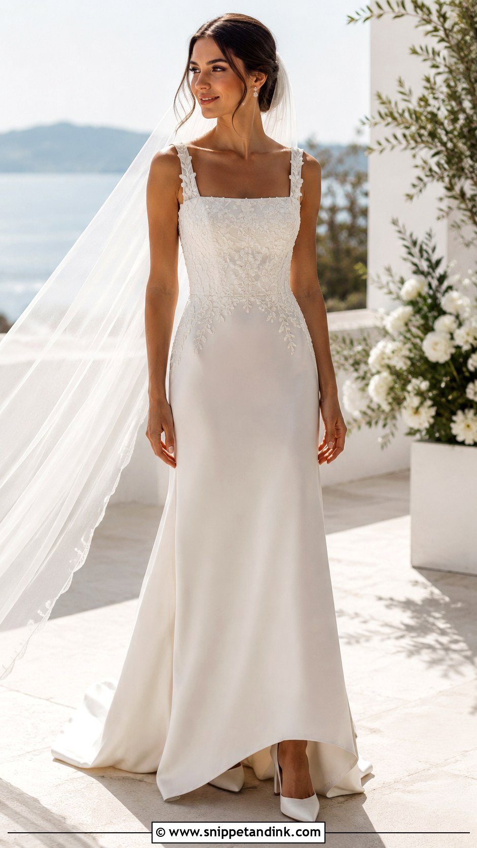 Square Neck Embroidered Wedding Dress - Snippet and Ink - 30 Embroidered Wedding Dress Ideas