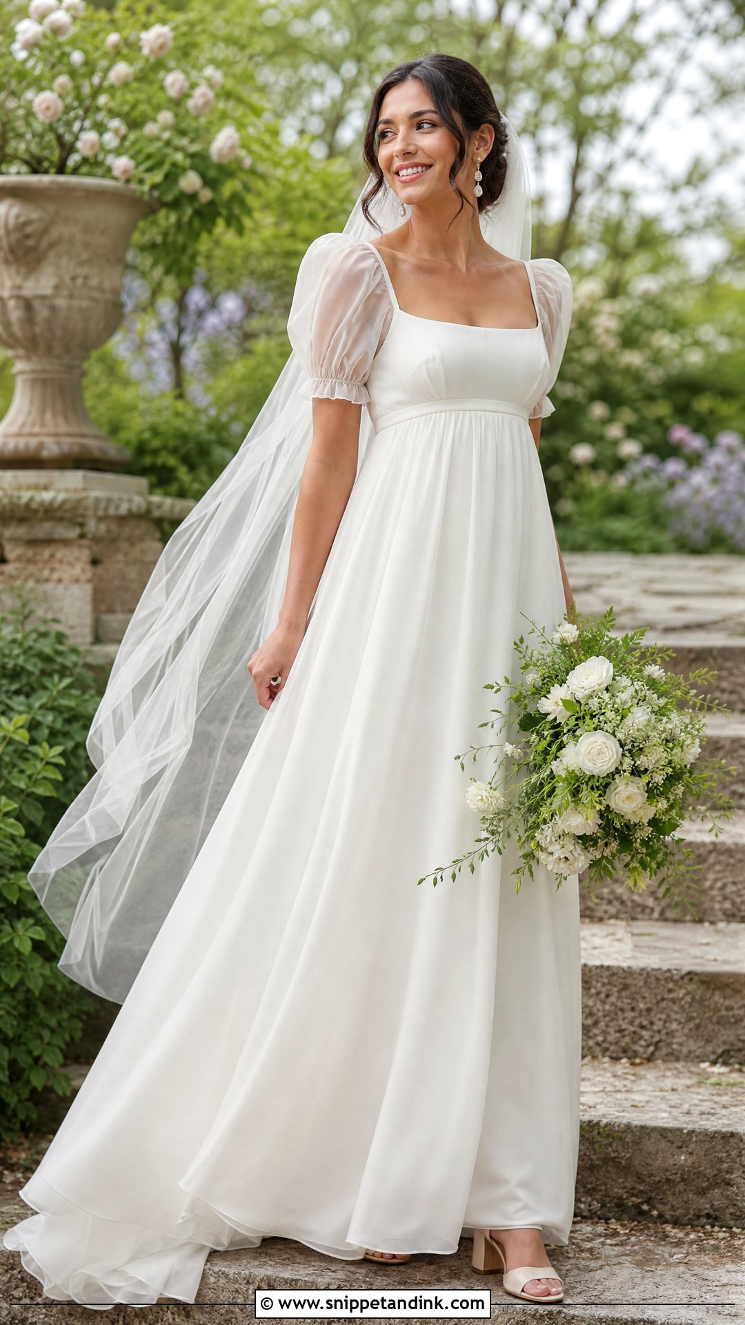 Square Neck Empire Waist Wedding Dress - Snippet and Ink - 20 Square Wedding Dress Ideas