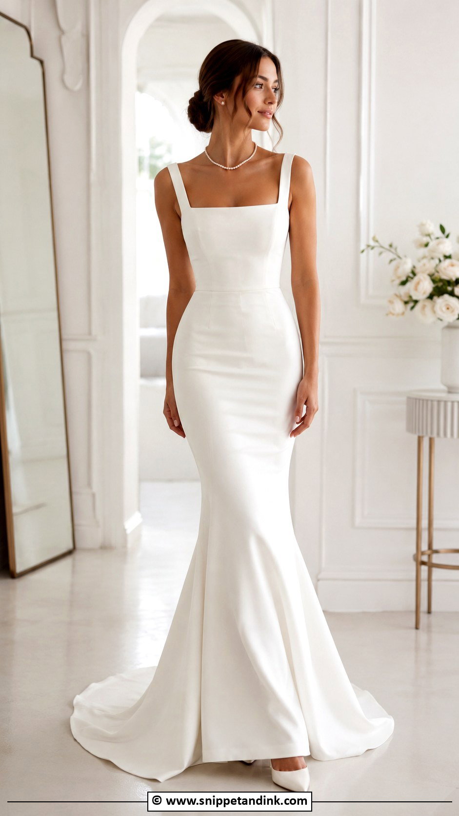 Square Neck Fishtail Wedding Dress - Snippet and Ink - 25 Fishtail Wedding Dress Ideas