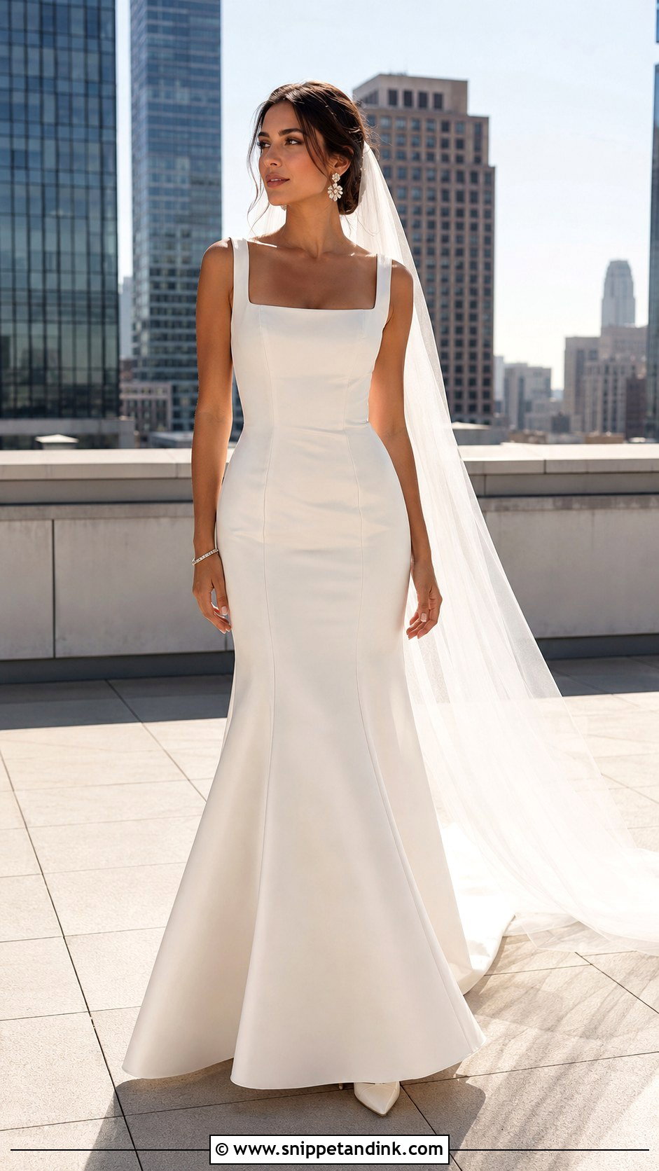 Square Neck Fit And Flare Wedding Dress - Snippet and Ink - 20 Fit Wedding Dress Ideas
