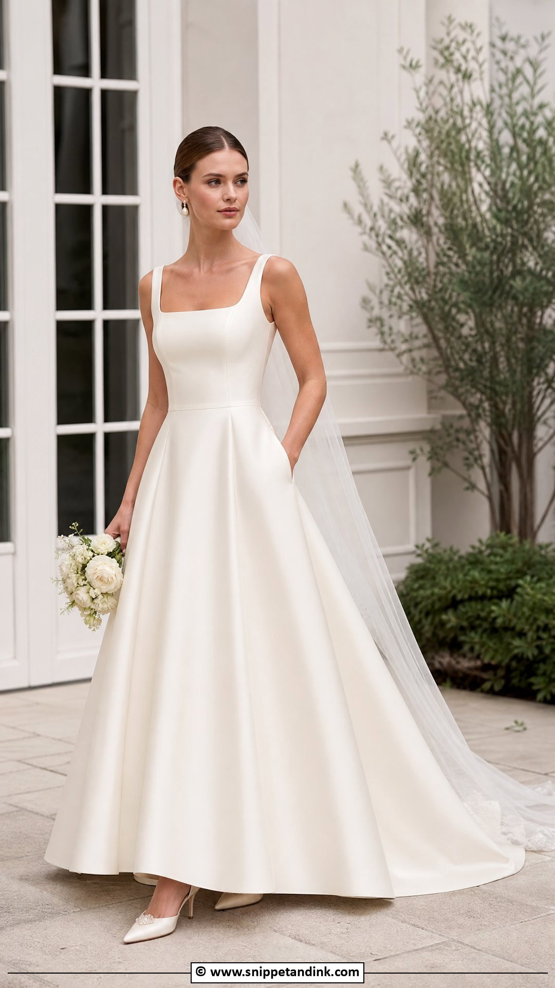 Square Neck Fit And Flare Wedding Dress - Snippet and Ink - 35 Fit and Flare Wedding Dress Ideas