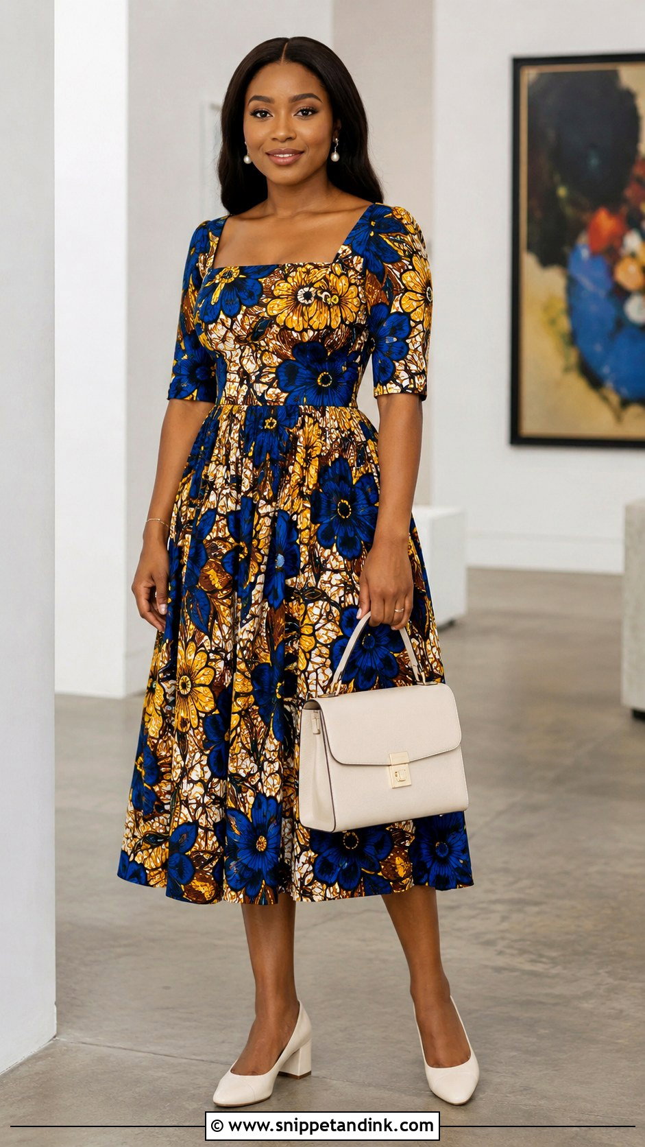 Square Neck Flay Ankara Gown - Snippet and Ink - 20 Flay Ankara Gown Ideas