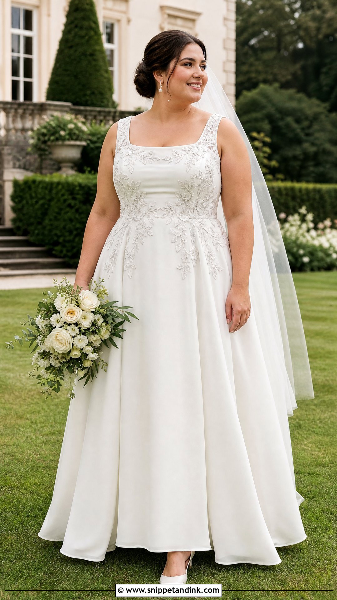 Square Neck Floral Embroidered Wedding Dress - Snippet and Ink - 20 Wedding Dress Floral Embroidery Ideas
