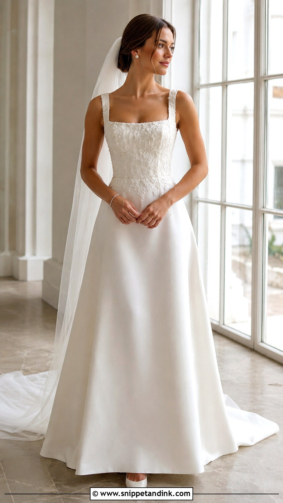 Square Neck Floral Wedding Dress - Snippet and Ink - 20 Flowered Wedding Dress Ideas