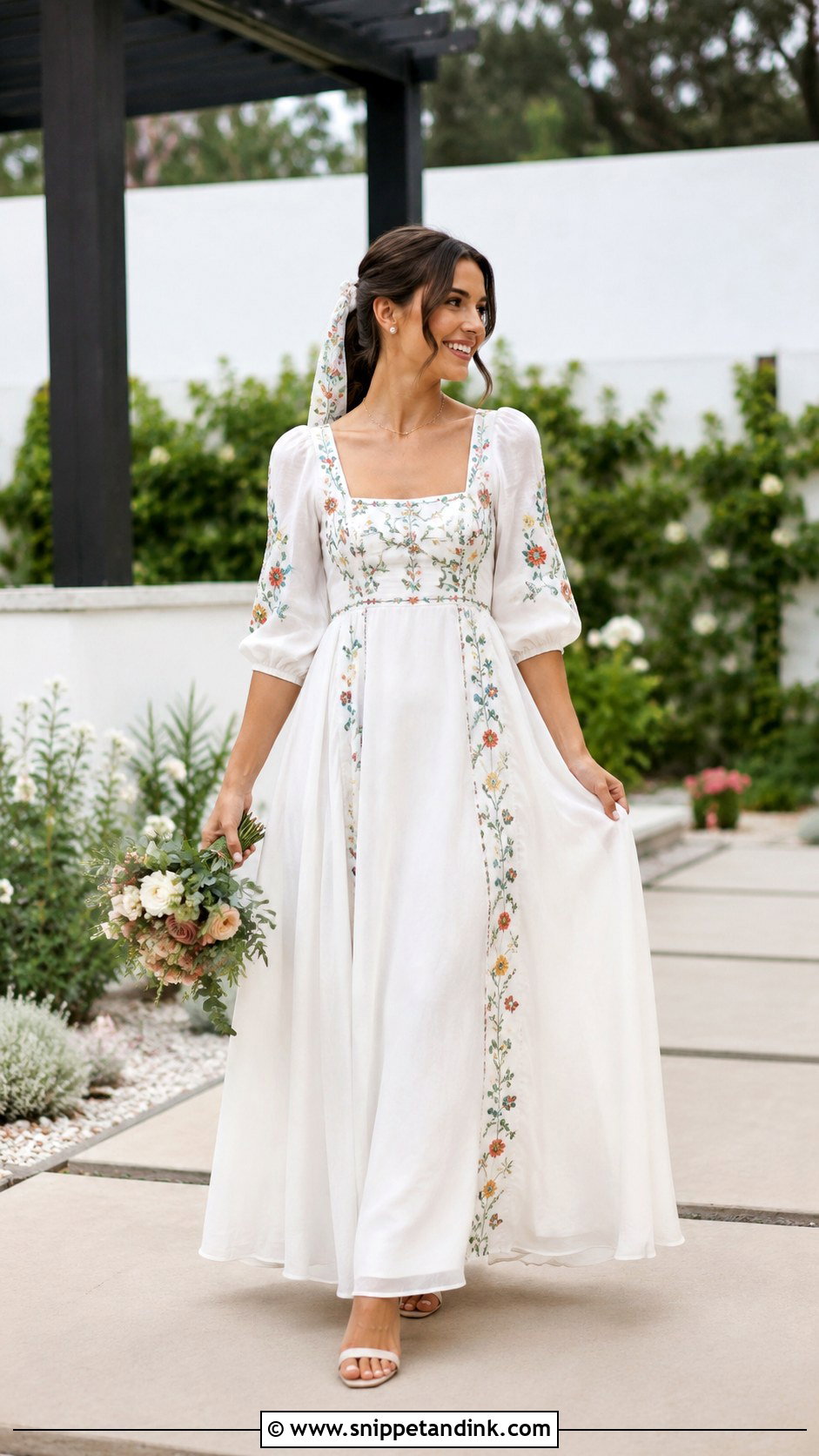 Square Neck Folk Wedding Dress - Snippet and Ink - 20 Folk Wedding Dress Ideas