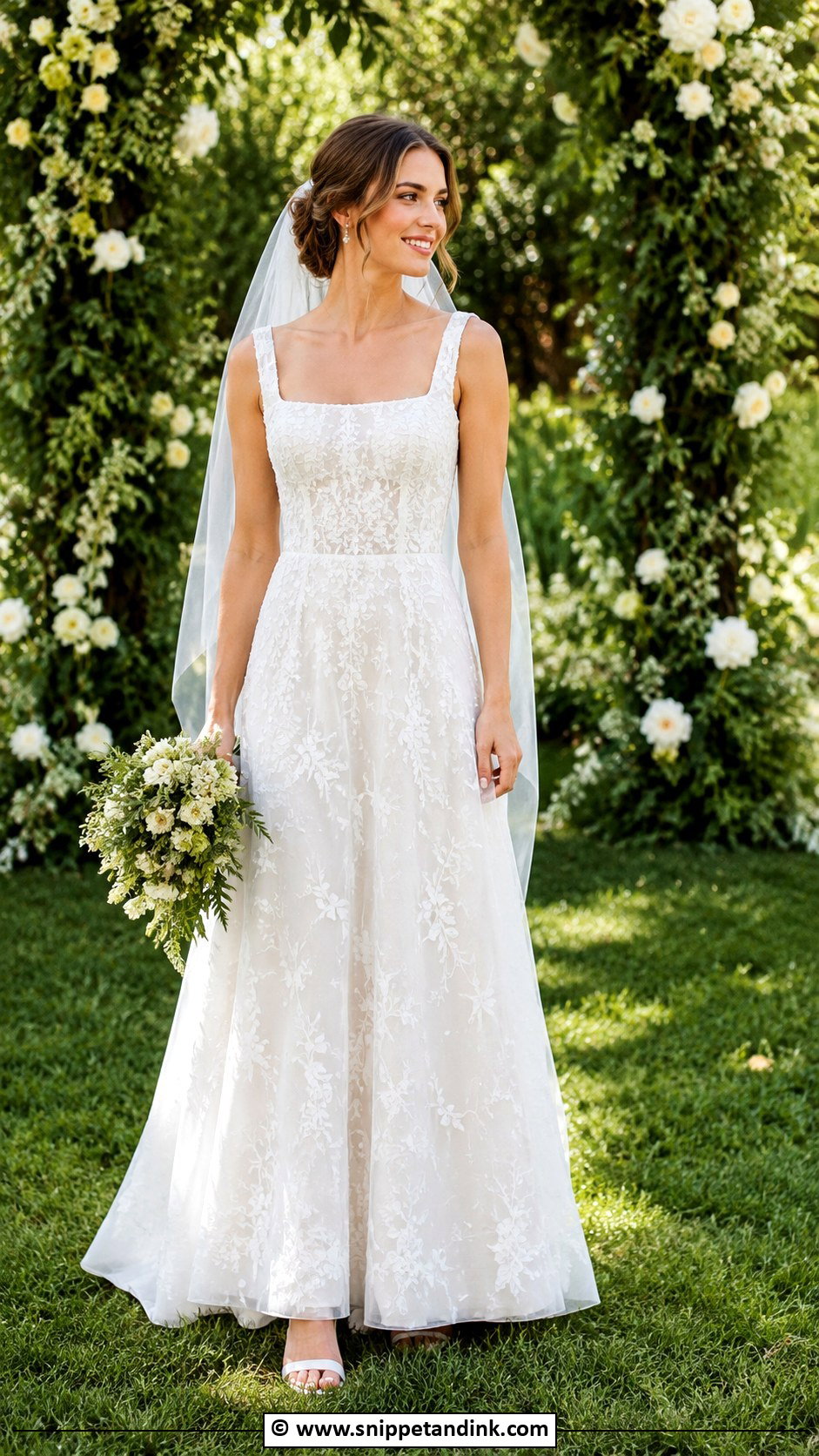 Square Neck Garden Wedding Dress - Snippet and Ink - 35 Square Neck Wedding Dress Ideas