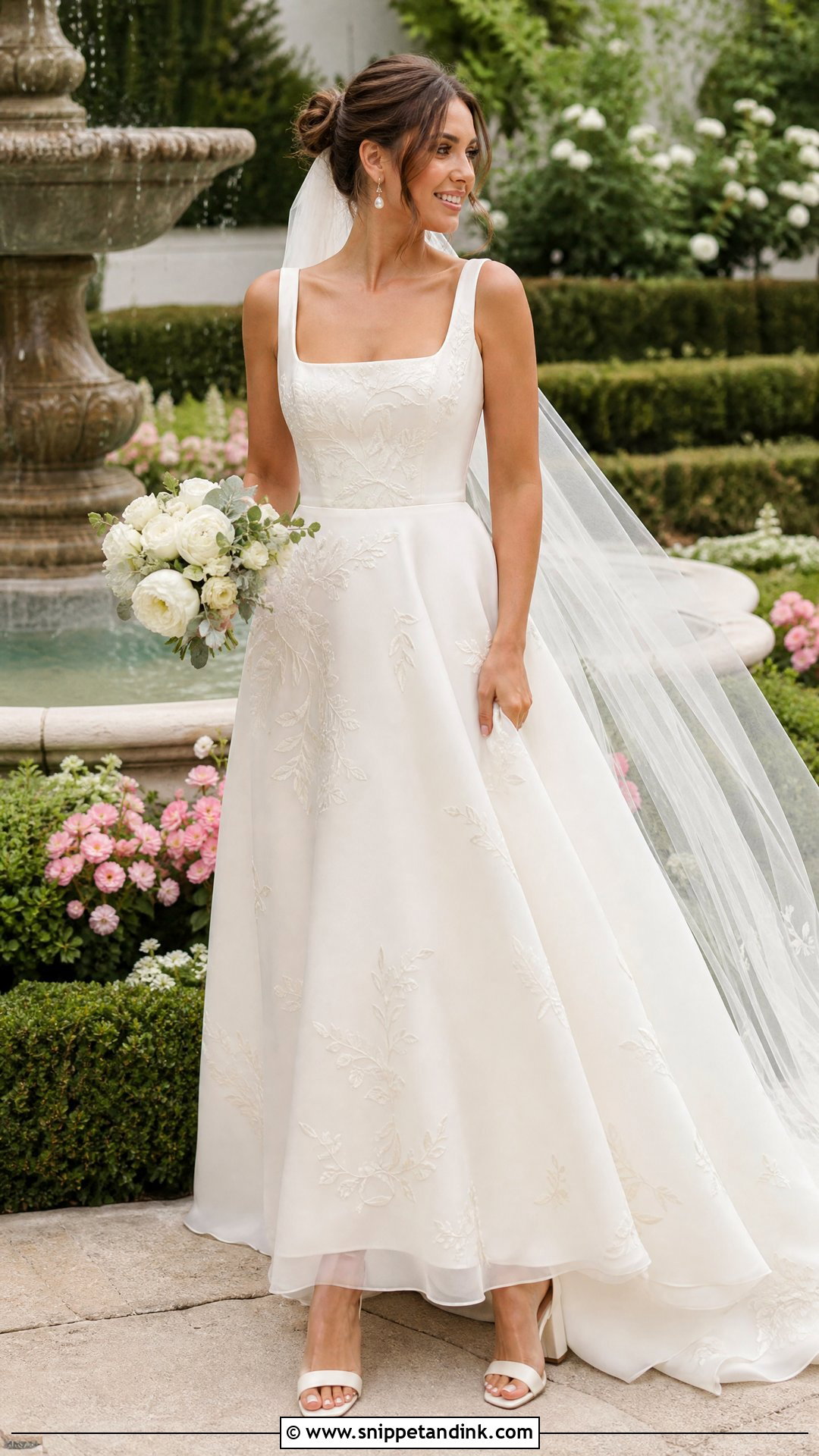 Square Neck Garden Wedding Gown - Snippet and Ink - 25 Garden Wedding Gown Ideas