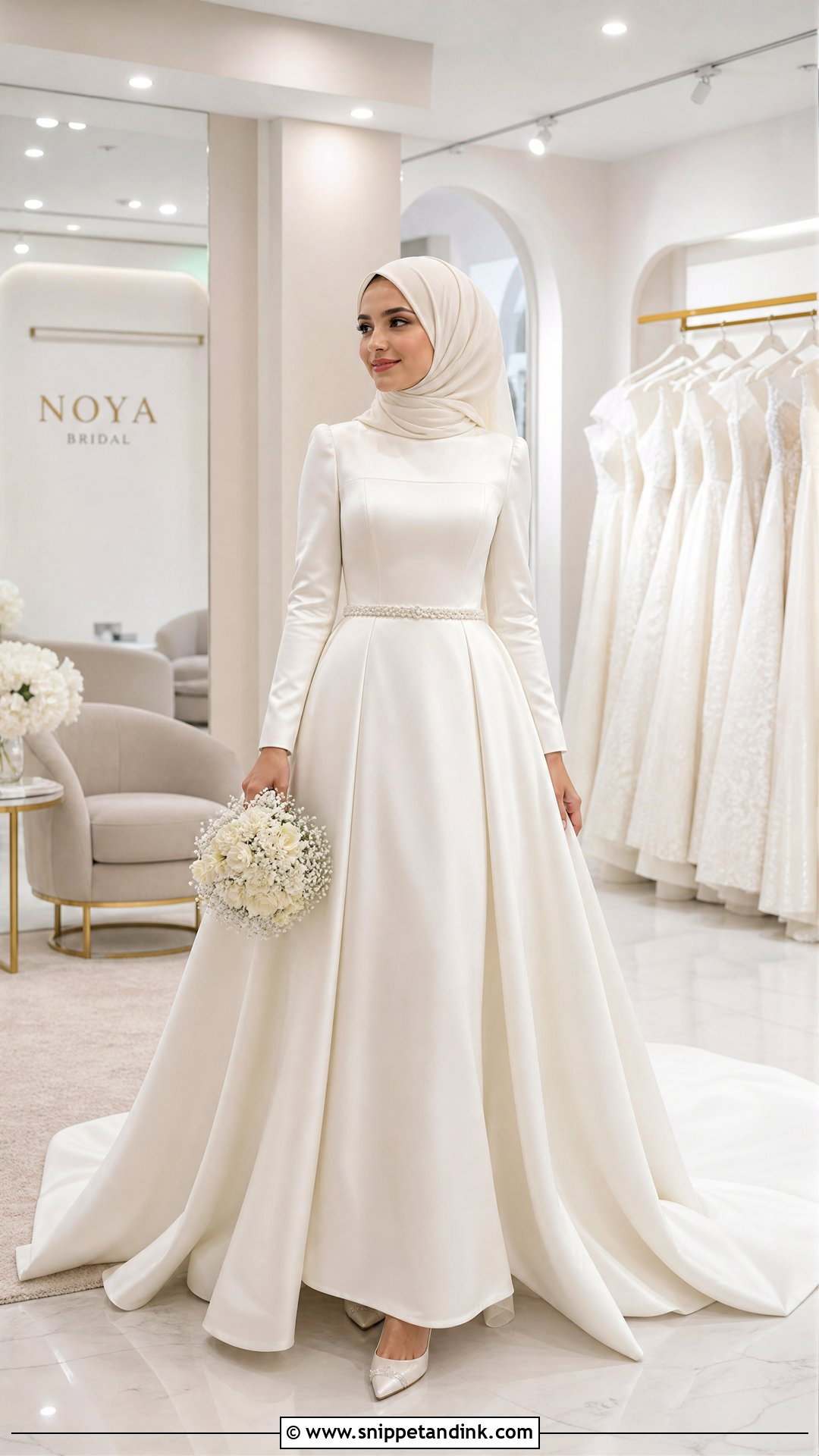 Square Neck Hijab Wedding Dress - Snippet and Ink - 25 Modest Wedding Dresses Hijab