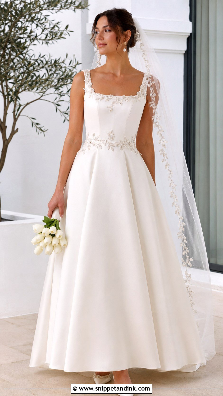 Square Neck Ivy Wedding Dress - Snippet and Ink - 20 Ivy Wedding Dress Ideas