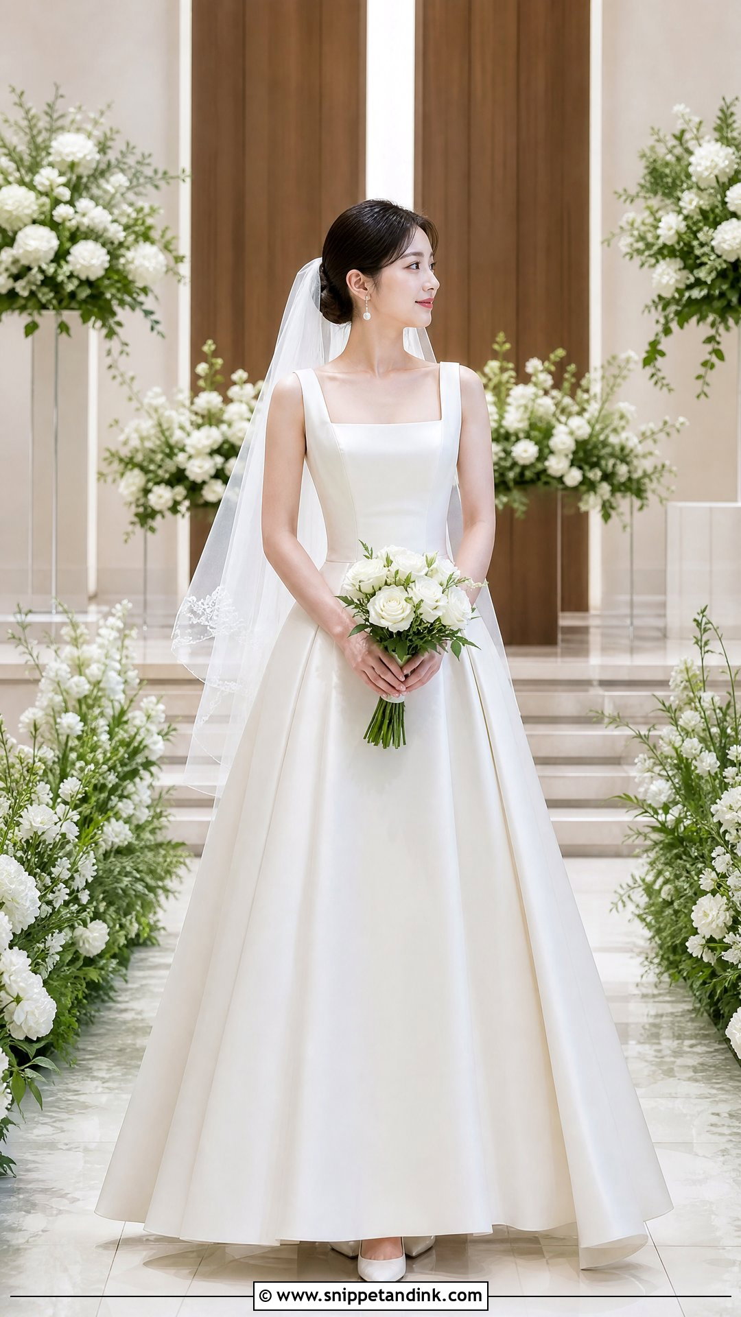 Square Neck Kdrama Wedding Dress - Snippet and Ink - 20 Kdrama Wedding Dress Ideas