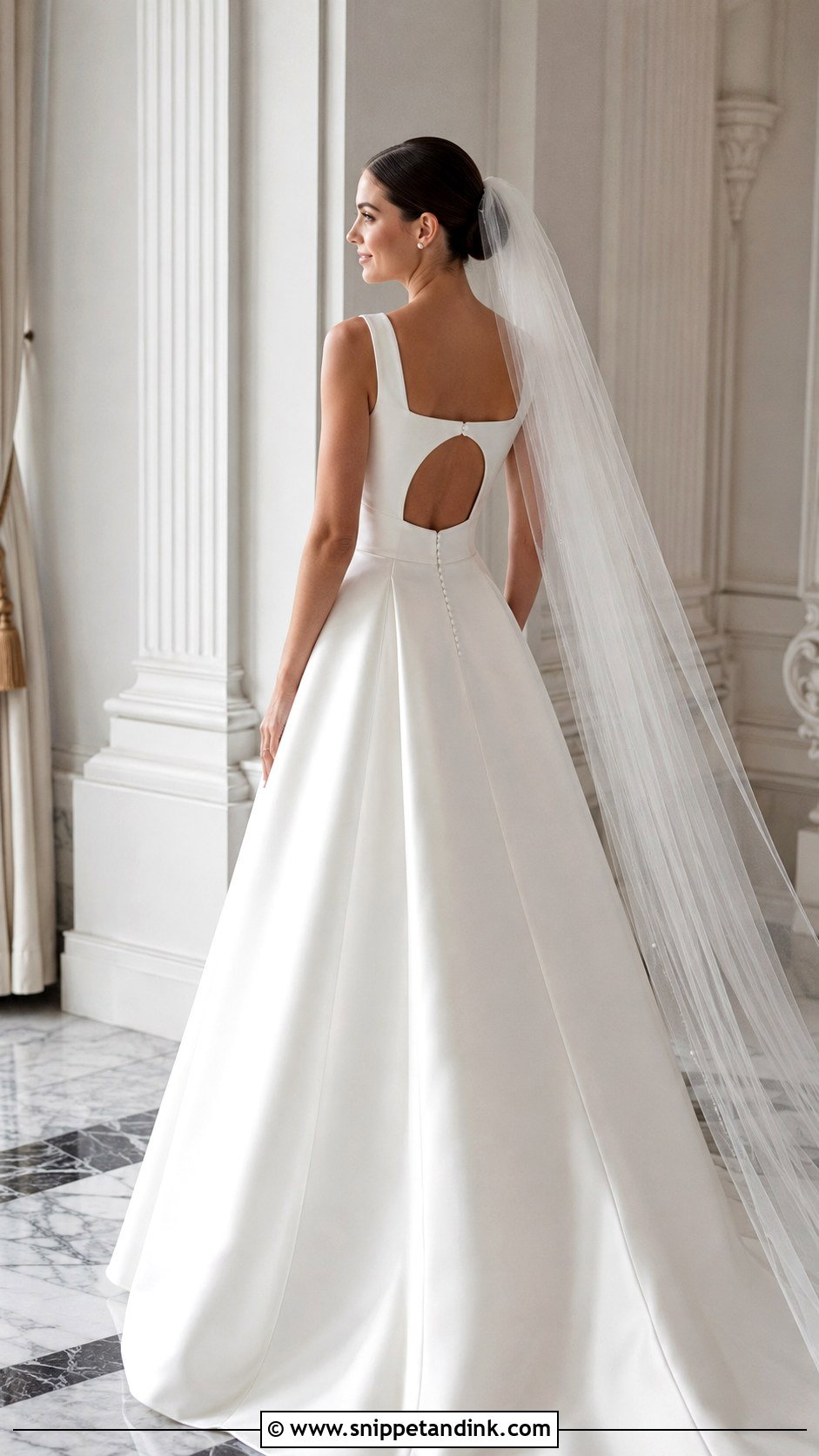 Square Neck Keyhole Back Wedding Dress - Snippet and Ink - 20 Keyhole Wedding Dress Ideas