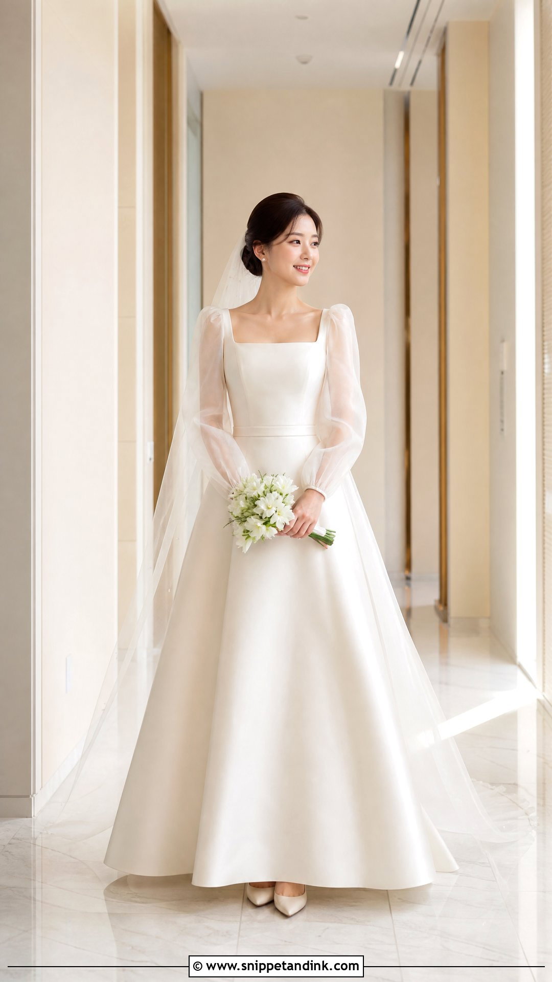 Square Neck Korean Wedding Dress - Snippet and Ink - 25 Elegant Korean Wedding Dress Ideas