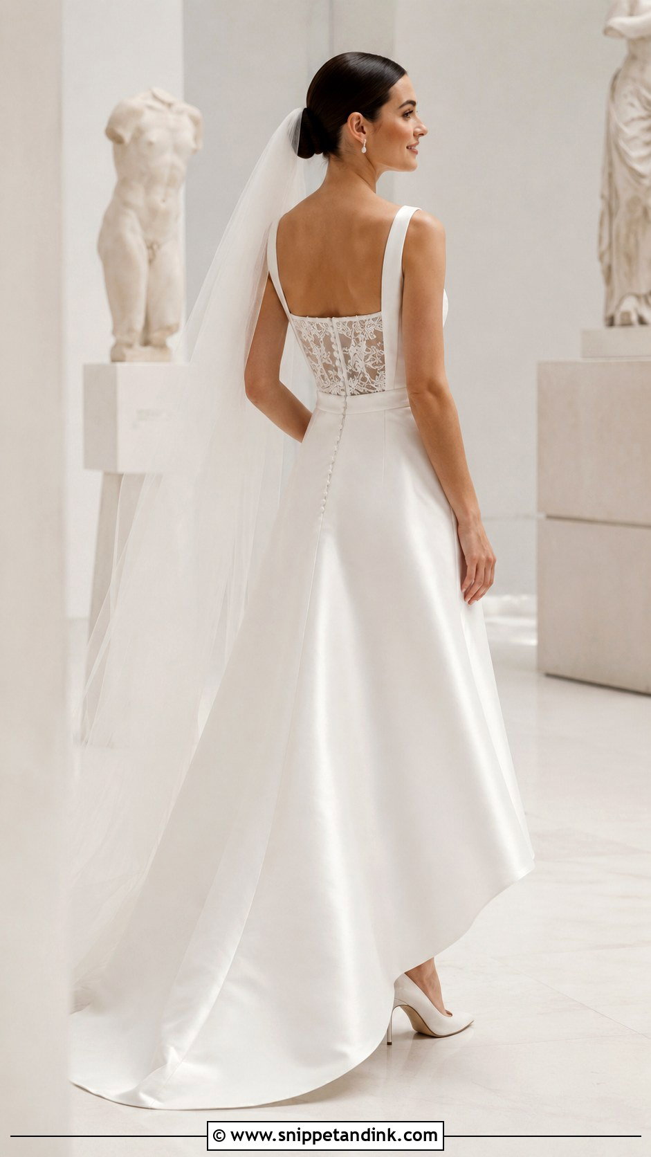 Square Neck Lace Back Wedding Dress - Snippet and Ink - 20 Lace Back Wedding Dress Ideas