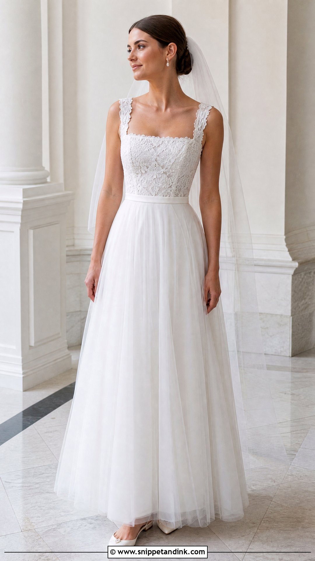 Square Neck Lace Bodice Wedding Dress - Snippet and Ink - 20 Lace Bodice Wedding Dress Ideas