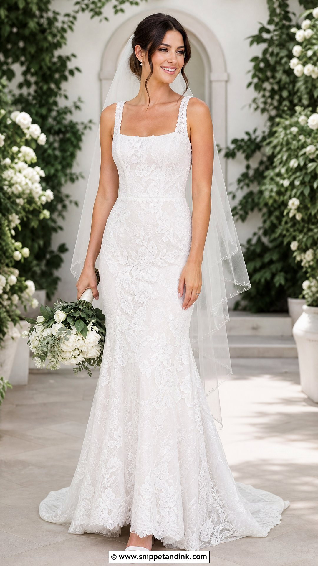 Square Neck Lace Fit And Flare Wedding Dress - Snippet and Ink - 20 Square Neck Wedding Dresses