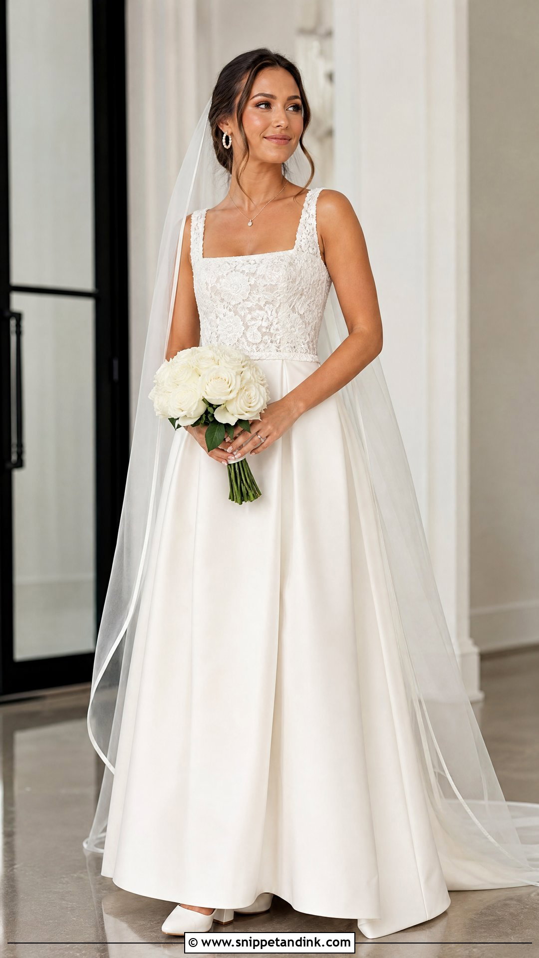Square Neck Lace Top Wedding Dress - Snippet and Ink - 25 Lace Top Wedding Dress Ideas