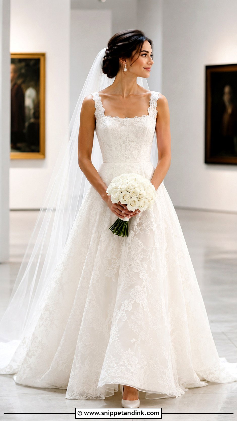 Square Neck Lace Wedding Dress - Snippet and Ink - 20 Amal Clooney Wedding Dress Ideas