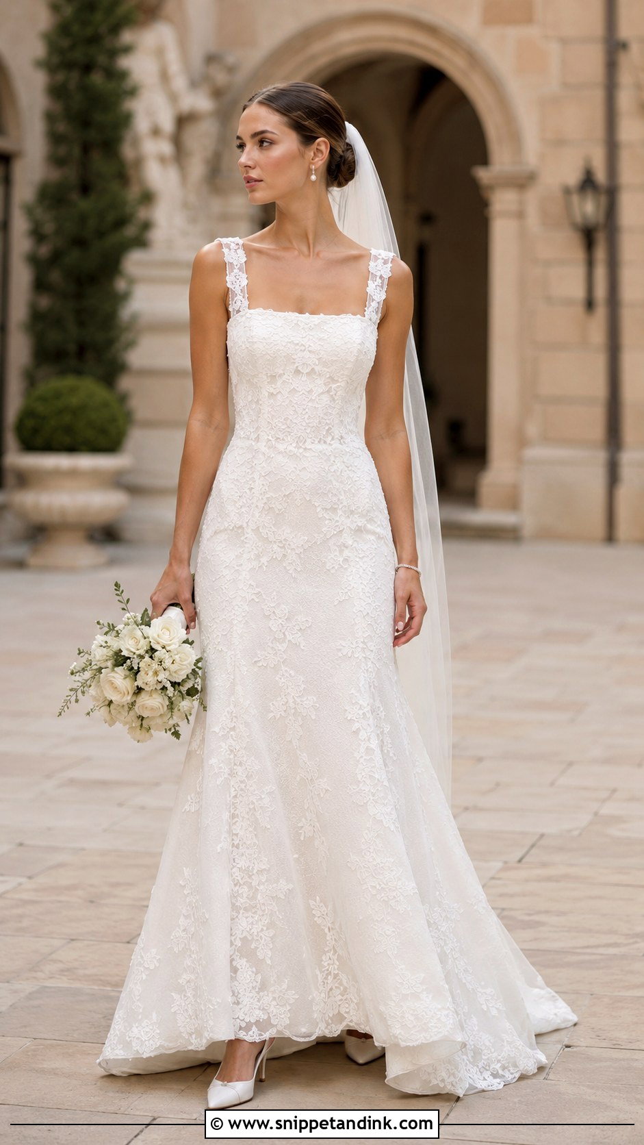 Square Neck Lace Wedding Dress - Snippet and Ink - 20 Beautiful Lace Styles for Wedding
