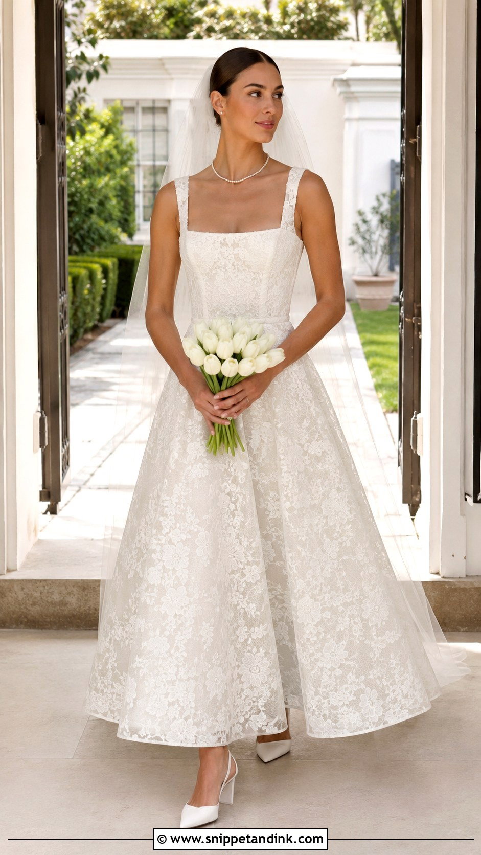 Square Neck Lace Wedding Dress - Snippet and Ink - 20 Big Lace Wedding Dress Ideas