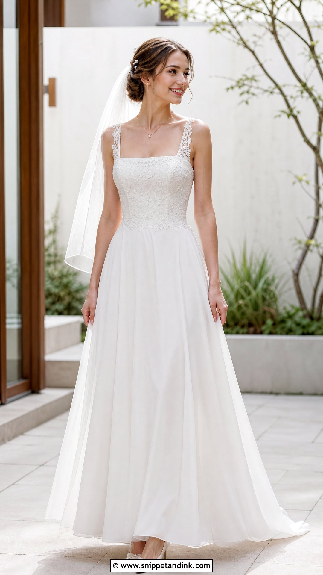 Square Neck Lace Wedding Dress - Snippet and Ink - 20 Flowy Lace Wedding Dress Ideas