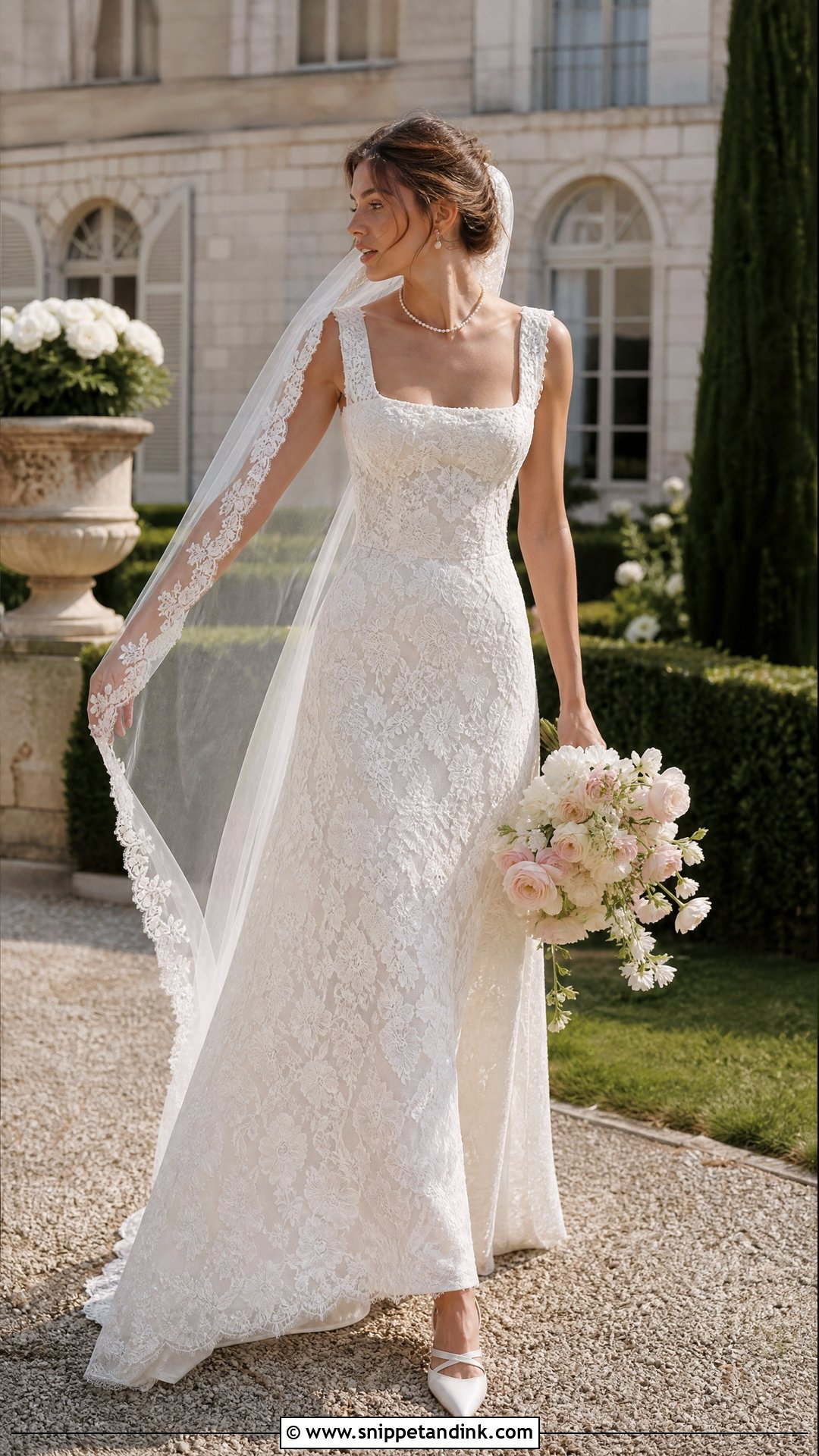 Square Neck Lace Wedding Dress - Snippet and Ink - 20 France Wedding Dress Ideas