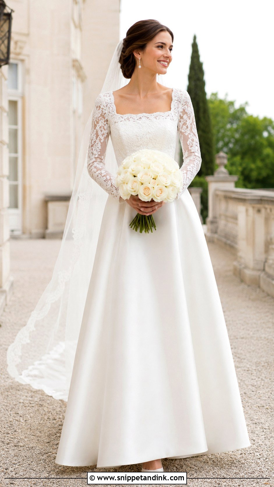 Square Neck Lace Wedding Dress - Snippet and Ink - 20 Grace Kelly Inspired Wedding Dress Ideas