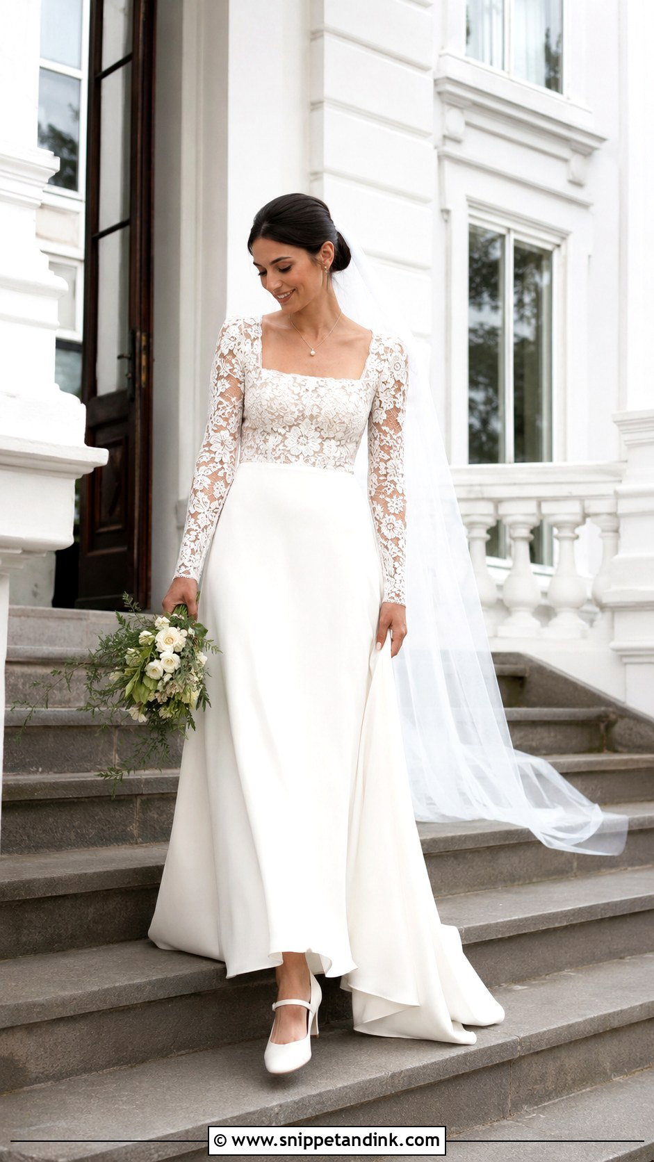 Square Neck Lace Wedding Dress - Snippet and Ink - 20 Vintage Long Sleeve Lace Wedding Dress Ideas
