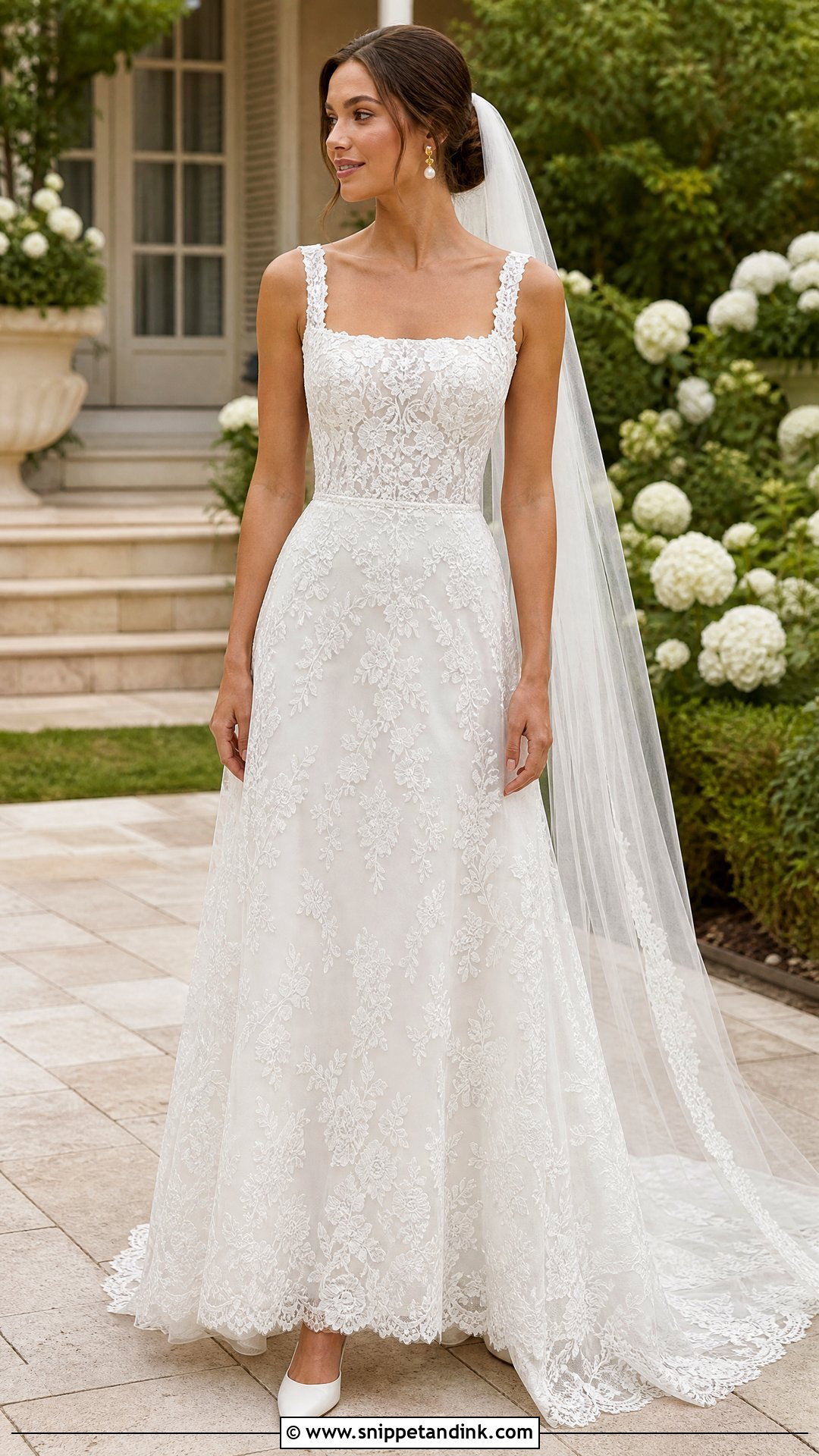 Square Neck Lace Wedding Dress - Snippet and Ink - 20 Unique Lace Wedding Dress Ideas