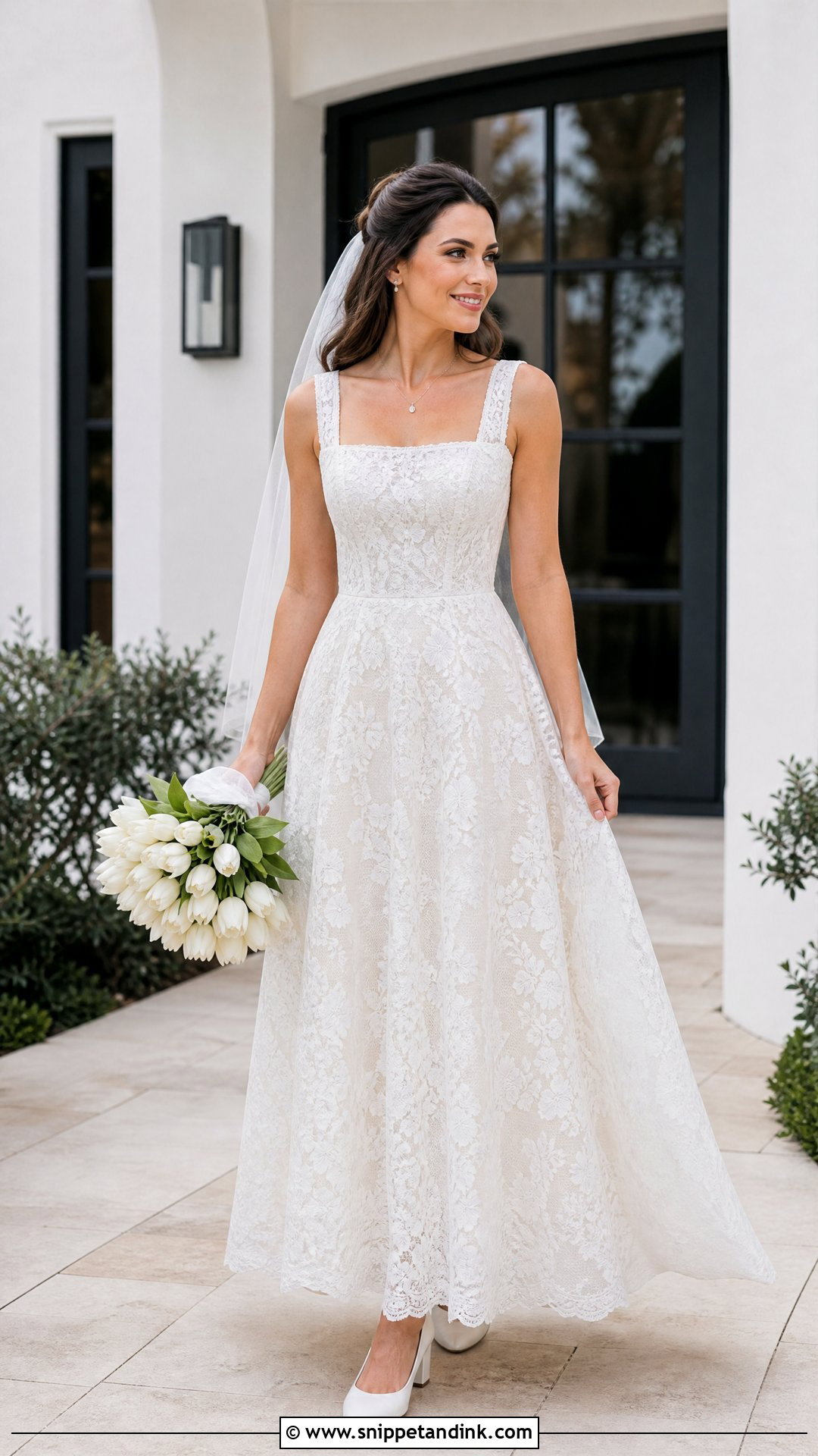 Square Neck Lace Wedding Dress - Snippet and Ink - 20 Wedding Lace Styles