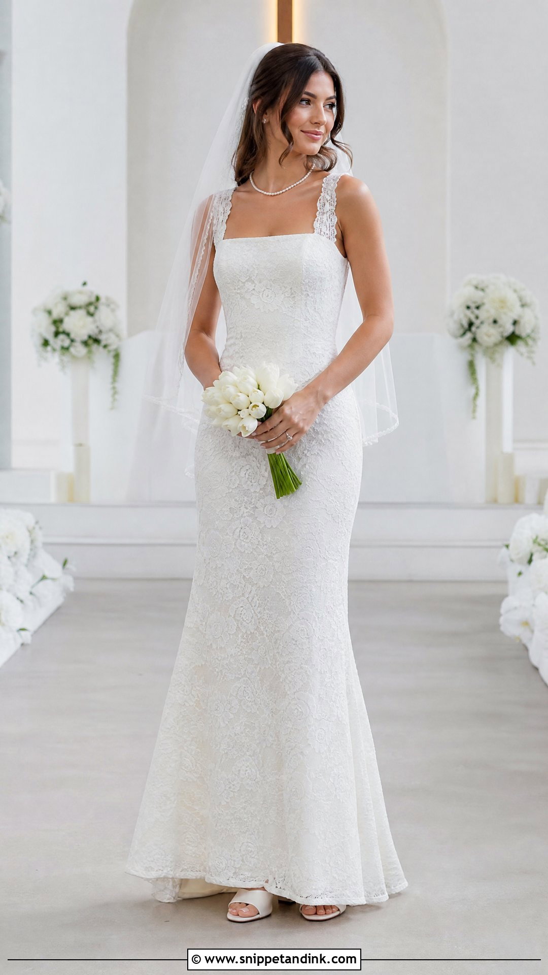 Square Neck Lace Wedding Dress - Snippet and Ink - 20 Lace Traditional Wedding Dress Ideas