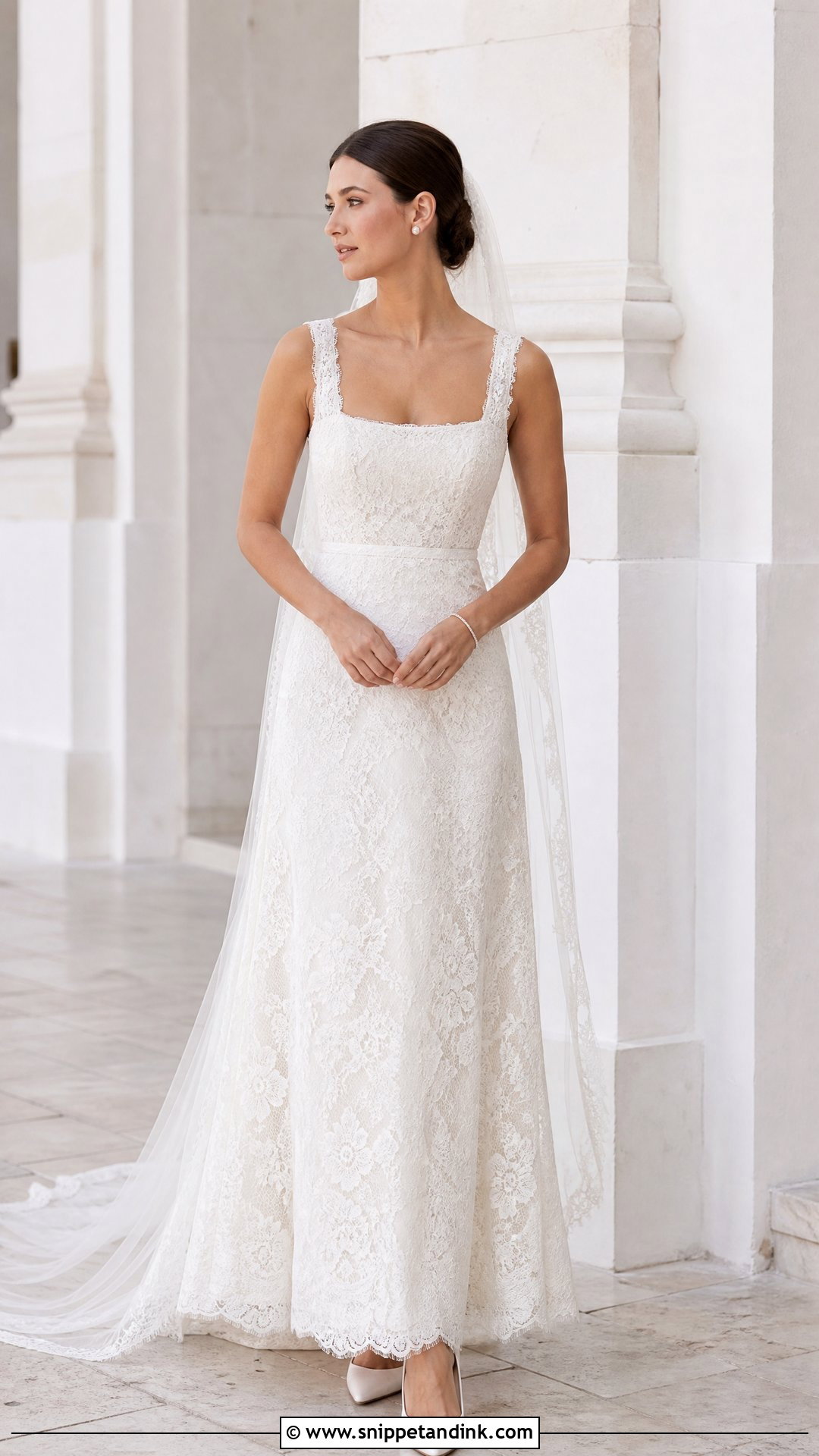 Square Neck Lace Wedding Dress - Snippet and Ink - 20 Wedding Dress with Lace Ideas