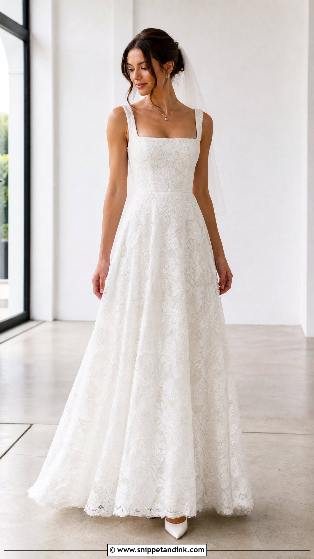 Square Neck Lace Wedding Dress - Snippet and Ink - 20 Wedding Dresses with Lace