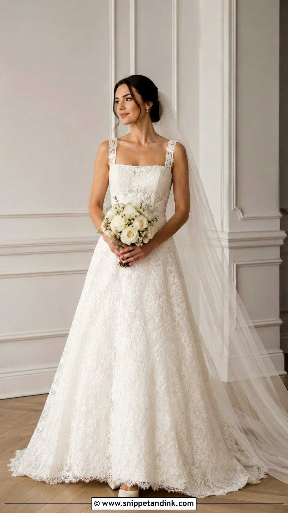 Square Neck Lace Wedding Dress - Snippet and Ink - 25 Elegant Lace Wedding Dress Ideas