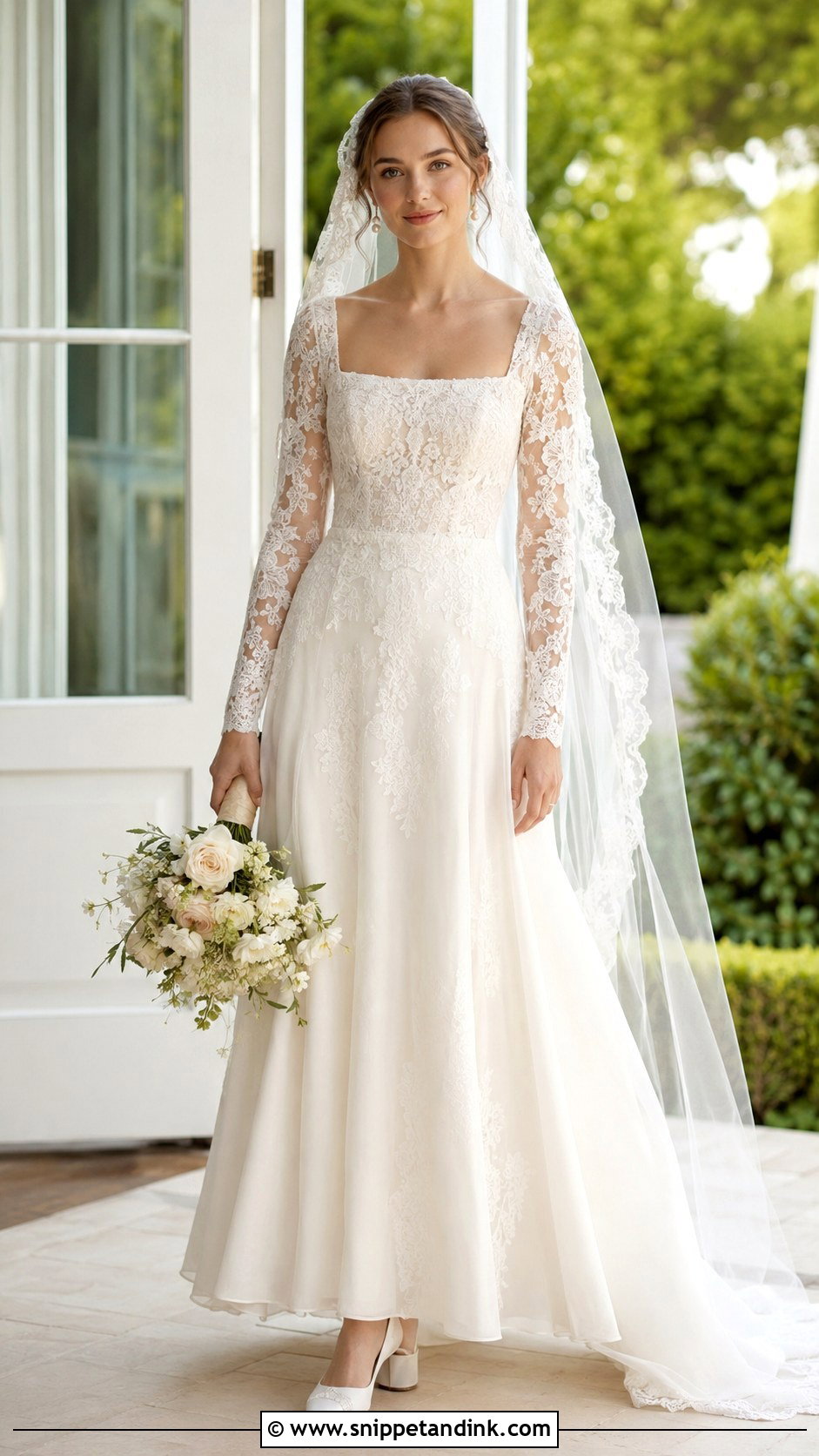 Square Neck Lace Wedding Dress - Snippet and Ink - 25 Vintage 70s Wedding Dress Ideas