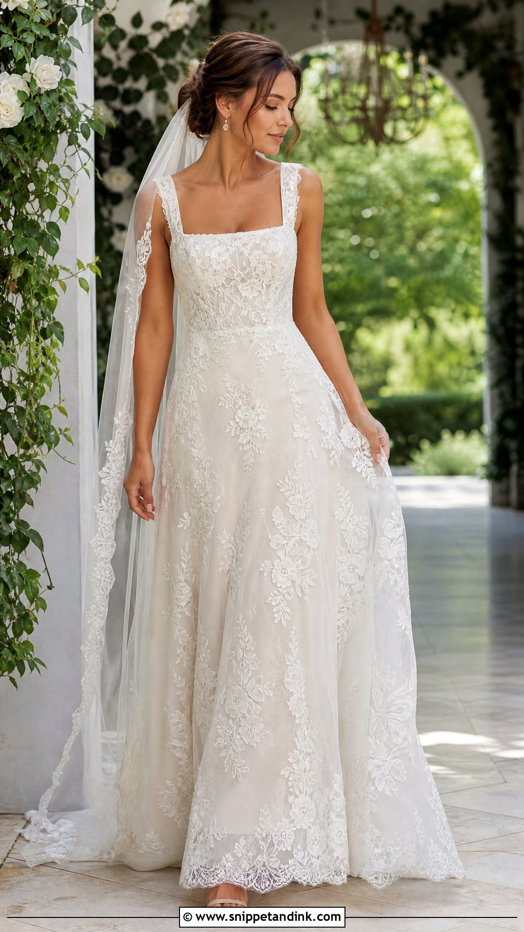 Square Neck Lace Wedding Dress - Snippet and Ink - 25 Wedding Dresses Square Neckline