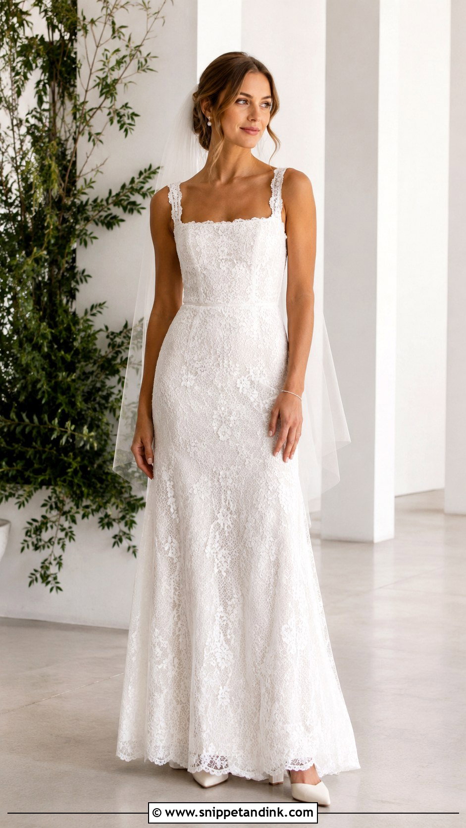 Square Neck Lace Wedding Gown - Snippet and Ink - 20 Lace Gown Styles for Wedding