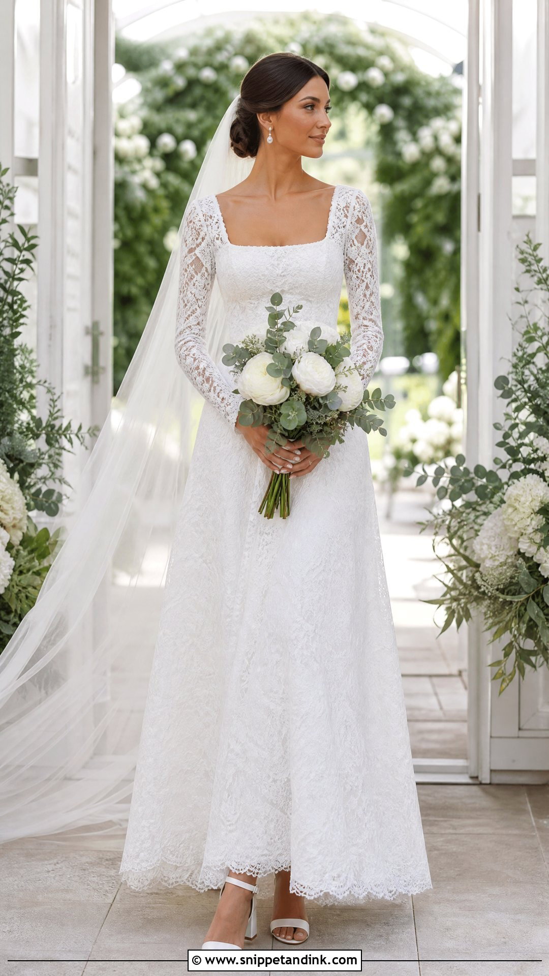 Square Neck Lace Wedding Gown - Snippet and Ink - 20 White Wedding Gown Christian Brides Ideas