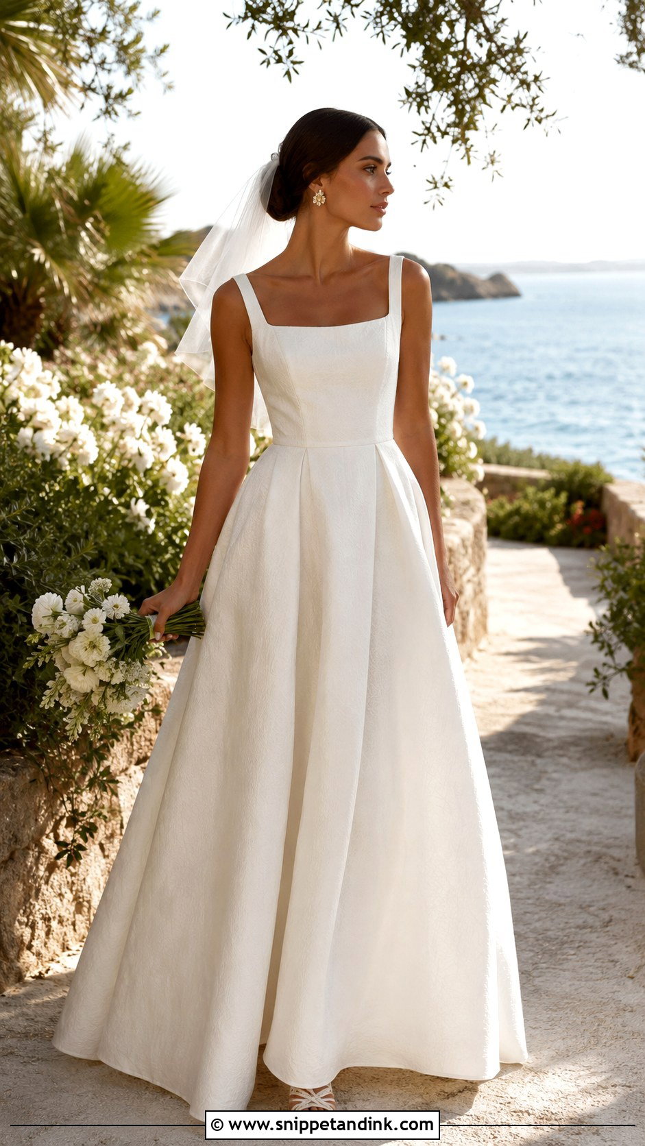 Square Neck Linen Silk Ocean Wedding Dress - Snippet and Ink - 20 Ocean Wedding Dress Ideas