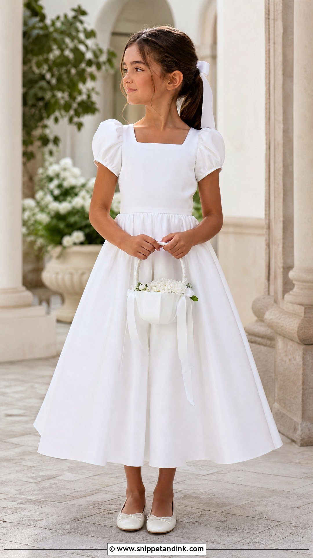 Square Neck Little Bride Gown - Snippet and Ink - 25 Little Bride Gown Styles for Kids