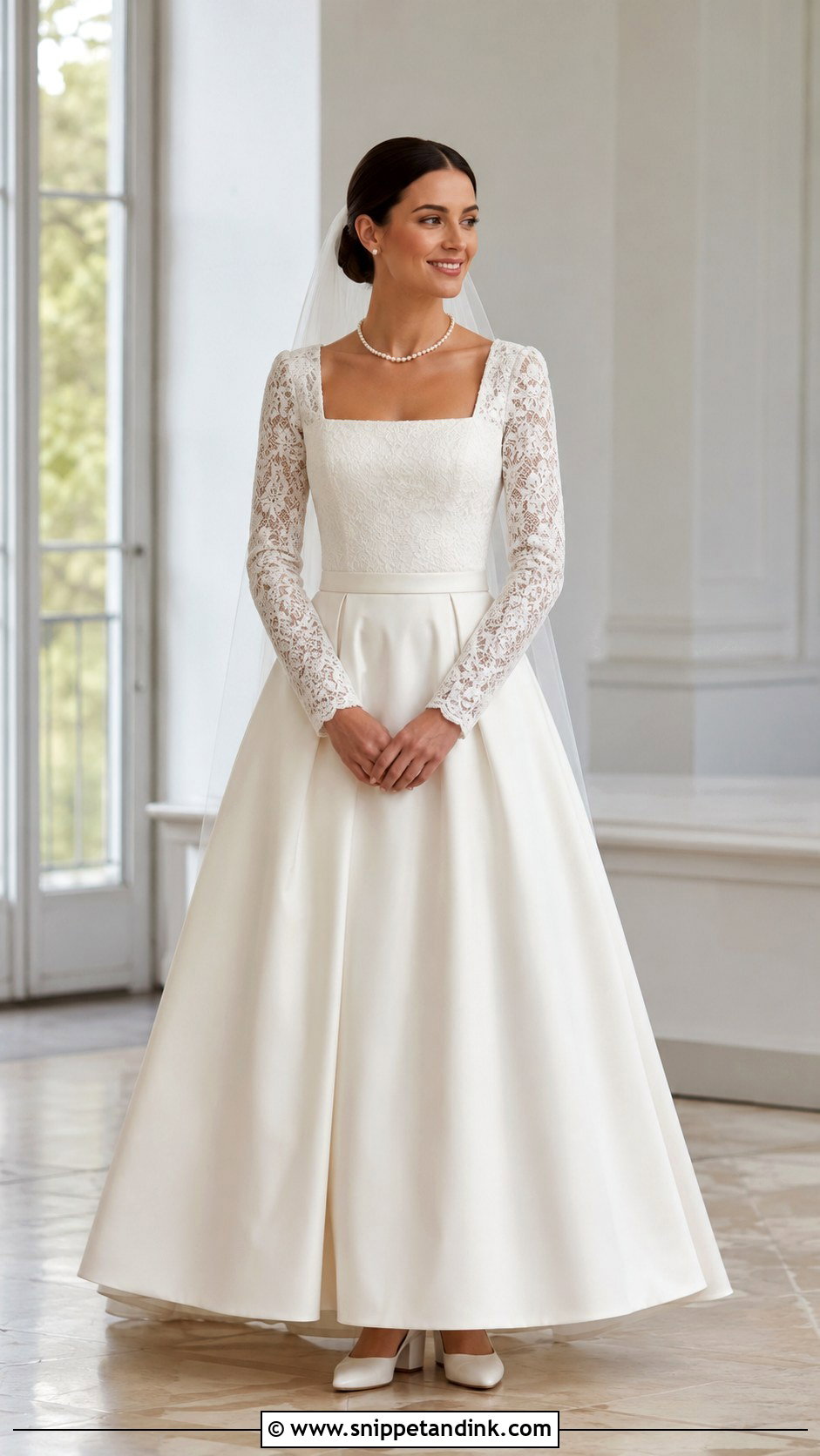 Square Neck Long Sleeve Lace Wedding Dress - Snippet and Ink - 20 Dantel Wedding Dress Long Sleeve Ideas