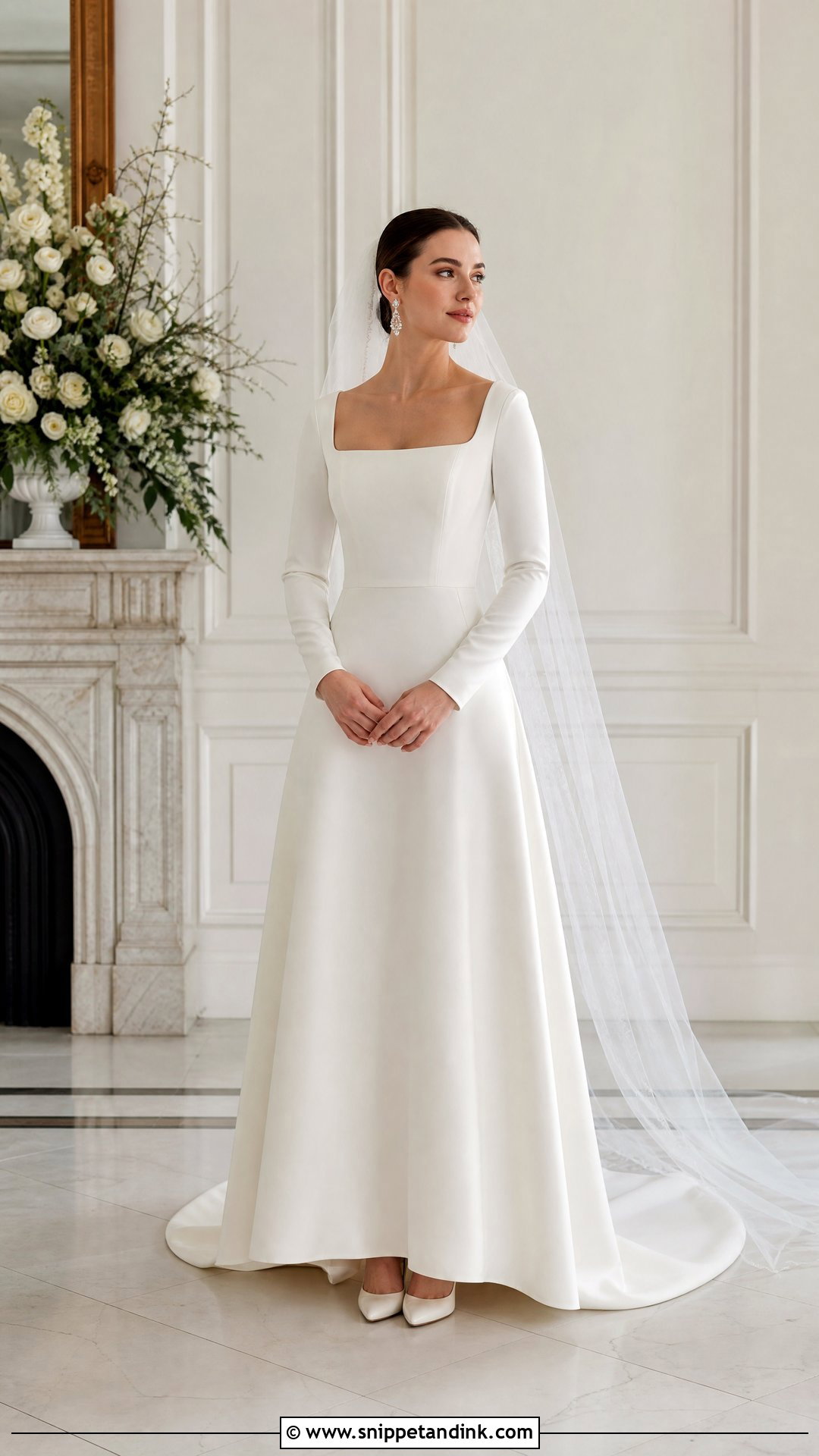 Square Neck Long Sleeve Wedding Dress - Snippet and Ink - 20 Square Neck Wedding Dresses