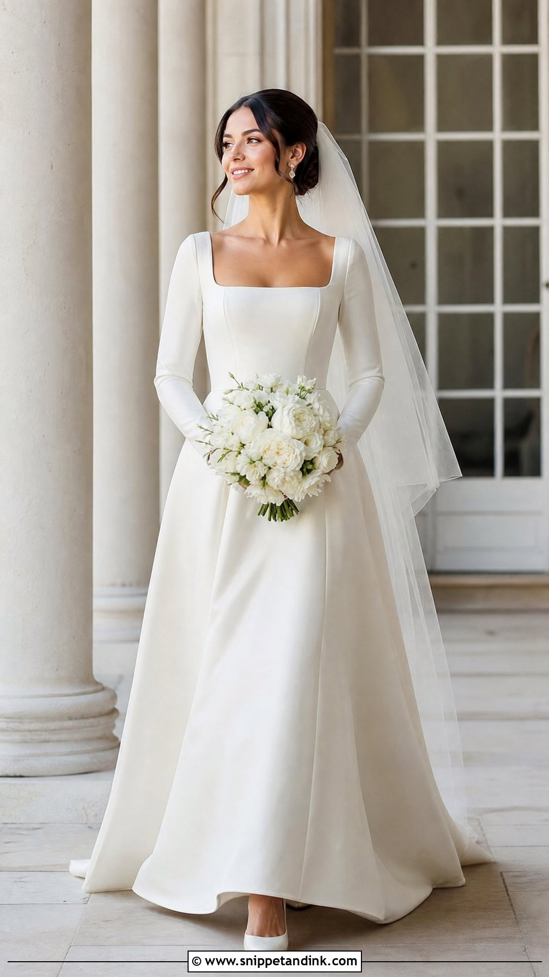 Square Neck Long Sleeve Wedding Dress - Snippet and Ink - 20 Timeless Wedding Dress Long Sleeve Ideas